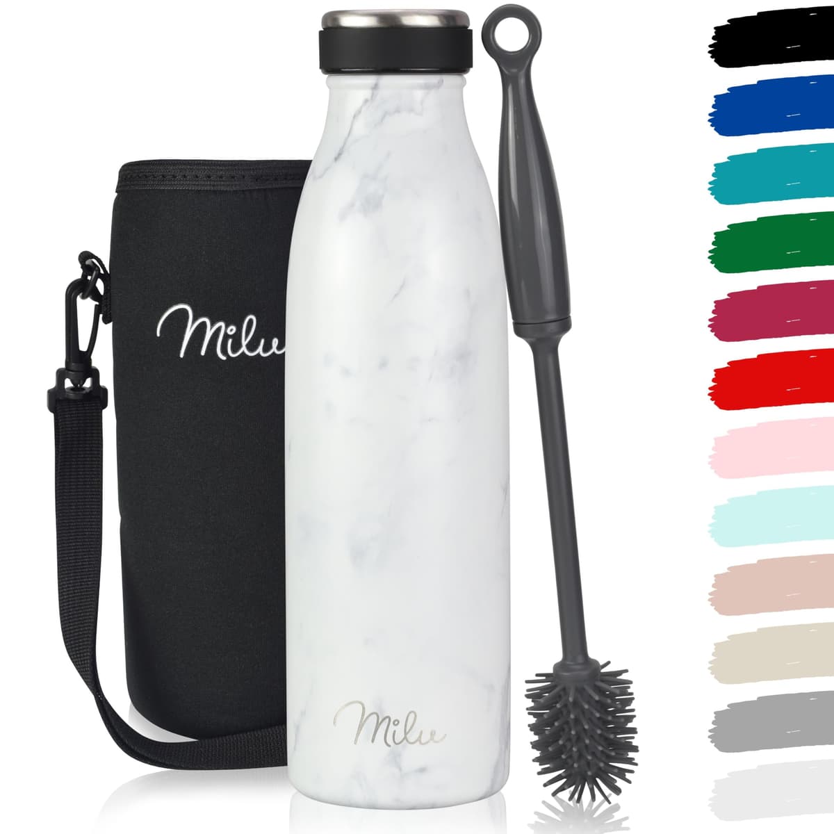 Milu Stainless Steel Drinking Bottle 1500 ml - Insulated Thermo Flask for Water - Leak Proof, Insulated and Double Walled, Carbonated (Granite Navy Blue, 1,5L) — view 71