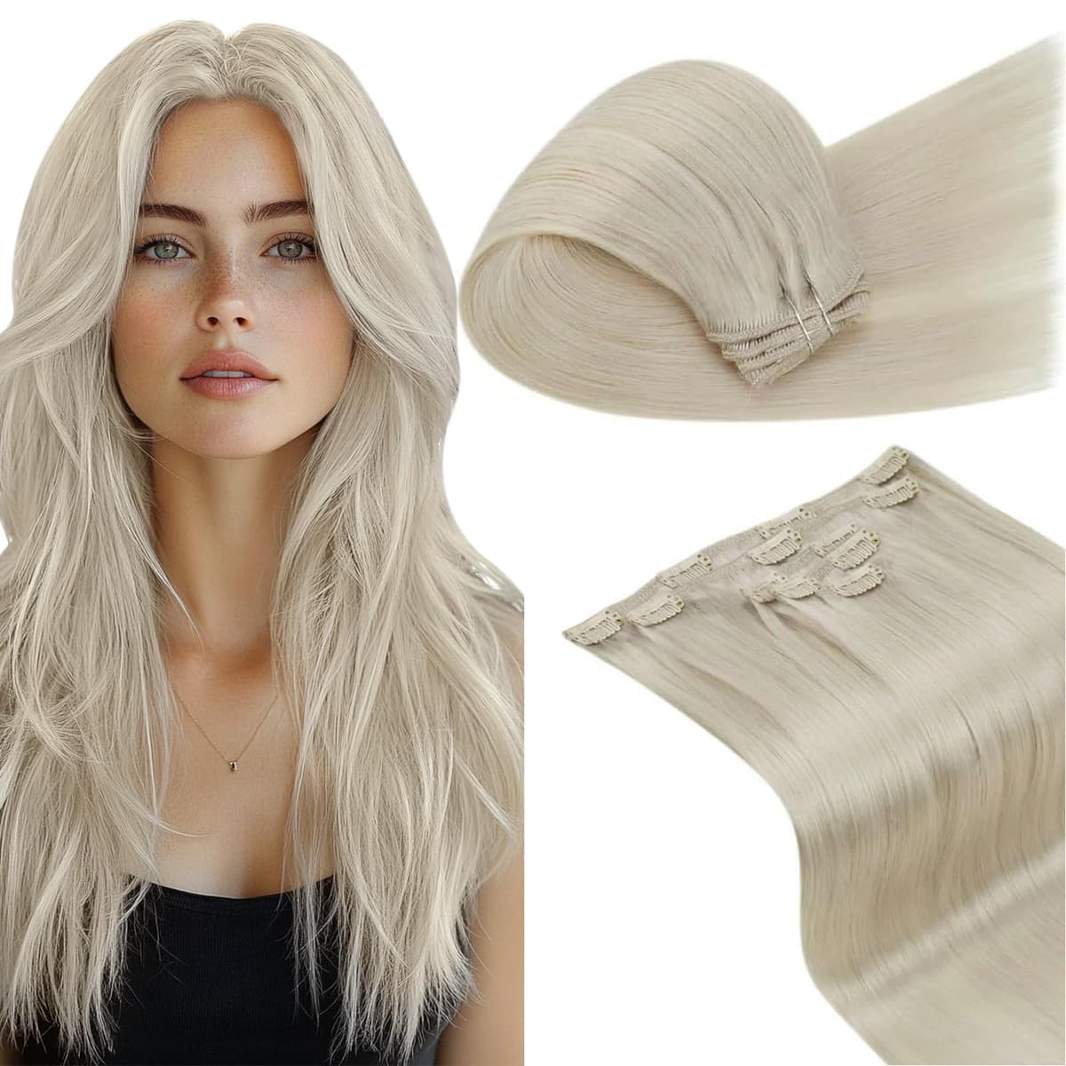 LaaVoo Hair Extensions Clip in Real Human Hair Brown Clip in Hair Extensions Dark Brown Remy Straight Hair Full Head Double Weft 80g 5pcs 14 Inch #4 — view 79