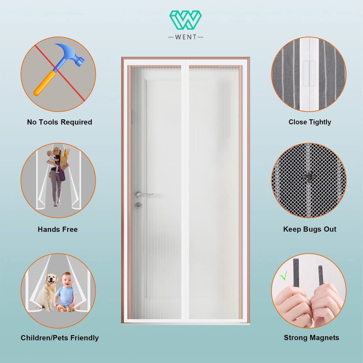 Mosquitera magnética para puerta, varios tamaños, versión actualizada, 130 x 220 cm, de malla fina, para balcón, sótano, dormitorio y puerta corredera, blanca — view 3