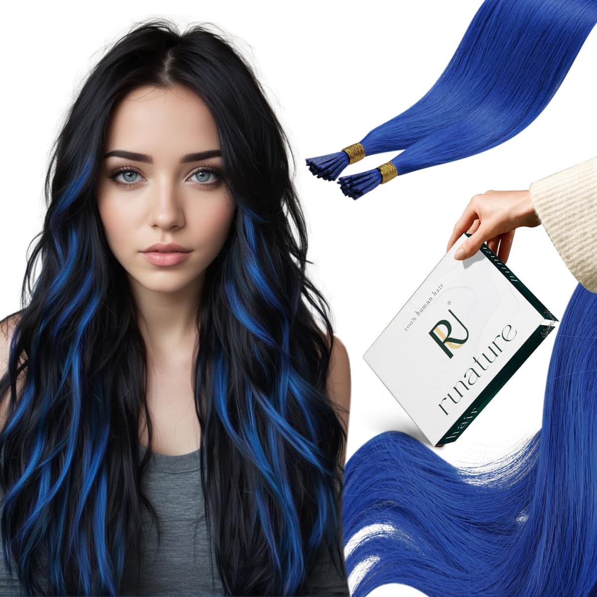 RUNATURE 18 Inch Nano Beads Hair Extensions Real Human Hair Ice Blonde Nano Hair Extensions Real Human Hair White Blonde Invisible Nano Rings Straight Remy Hair 50g 50s #800 — view 41