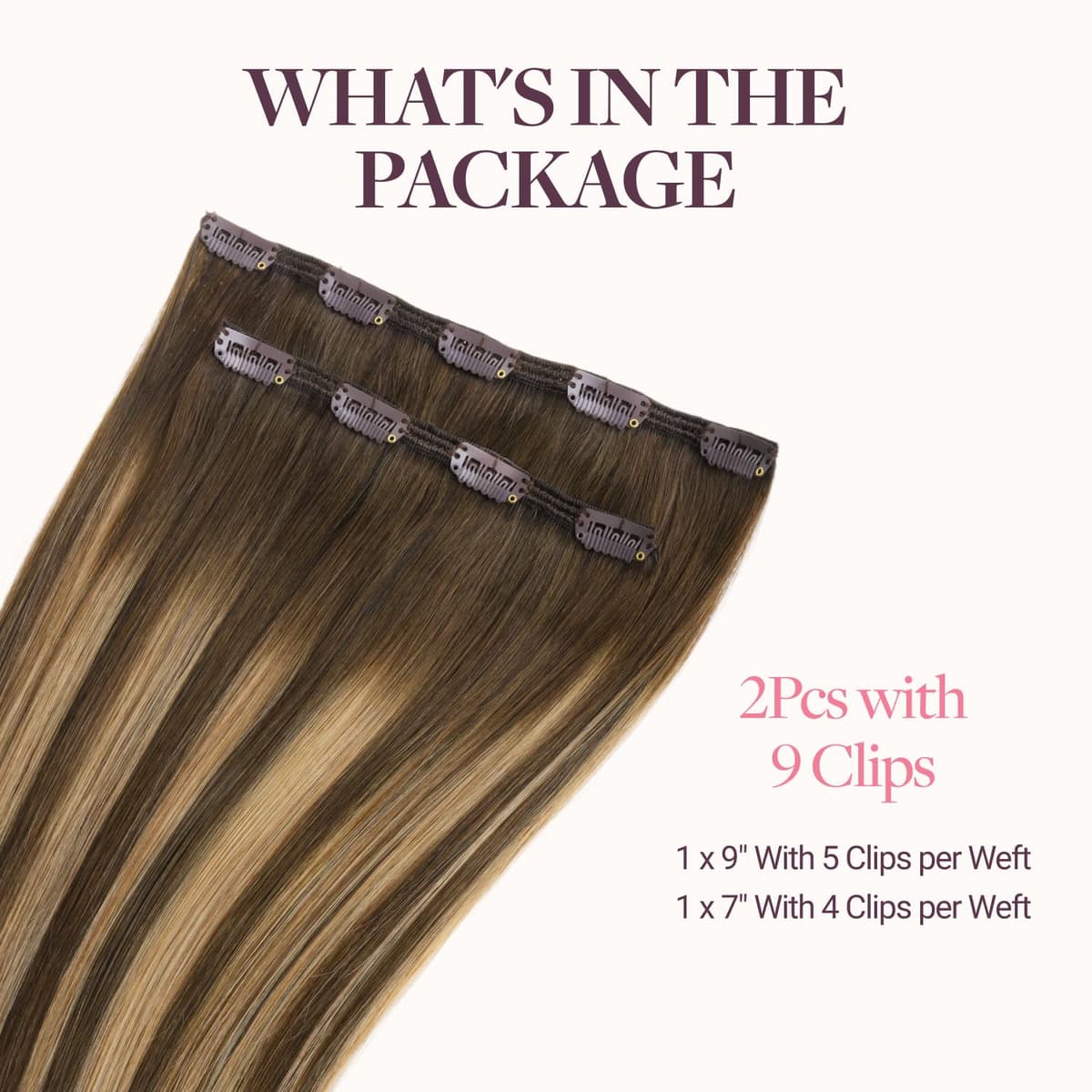 GOO GOO Clip in Hair Extensions Human Hair, 18inch 150g 9Pcs, #2 Dark Brown, Hair extensions for women, Human Hair Extensions Clip in — view 228
