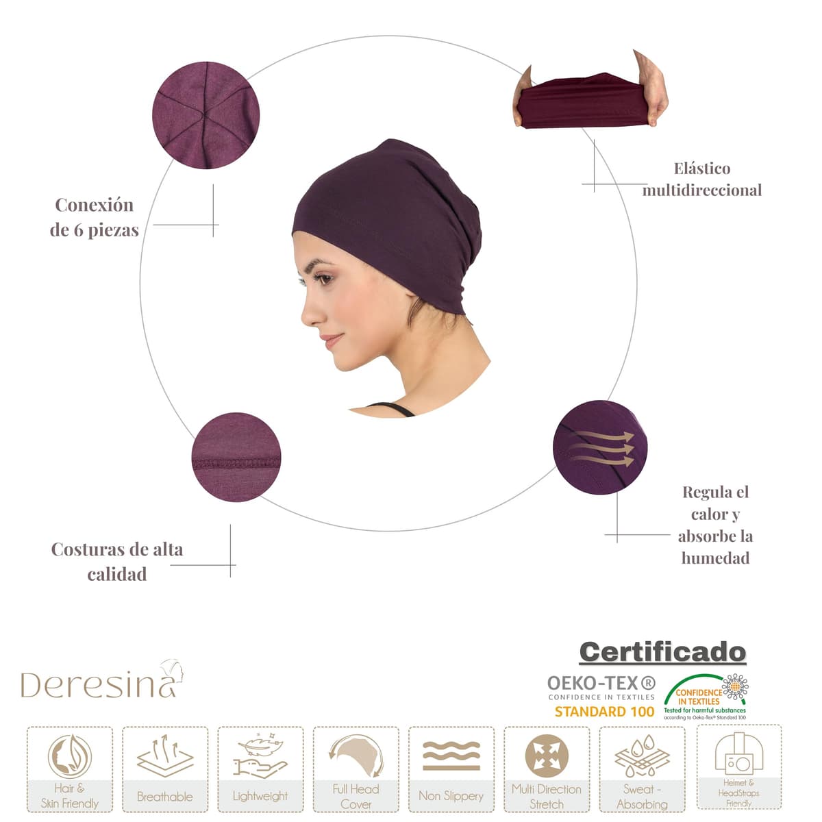 Deresina Gorro de Quimioterapia de Bambu para Mujeres y Hombres – Ultrasuave, Ligero y Transpirable, Ideal para Alopecia y Caida del Cabello, Todo el Ano, Alternativa a la Peluca — view 2