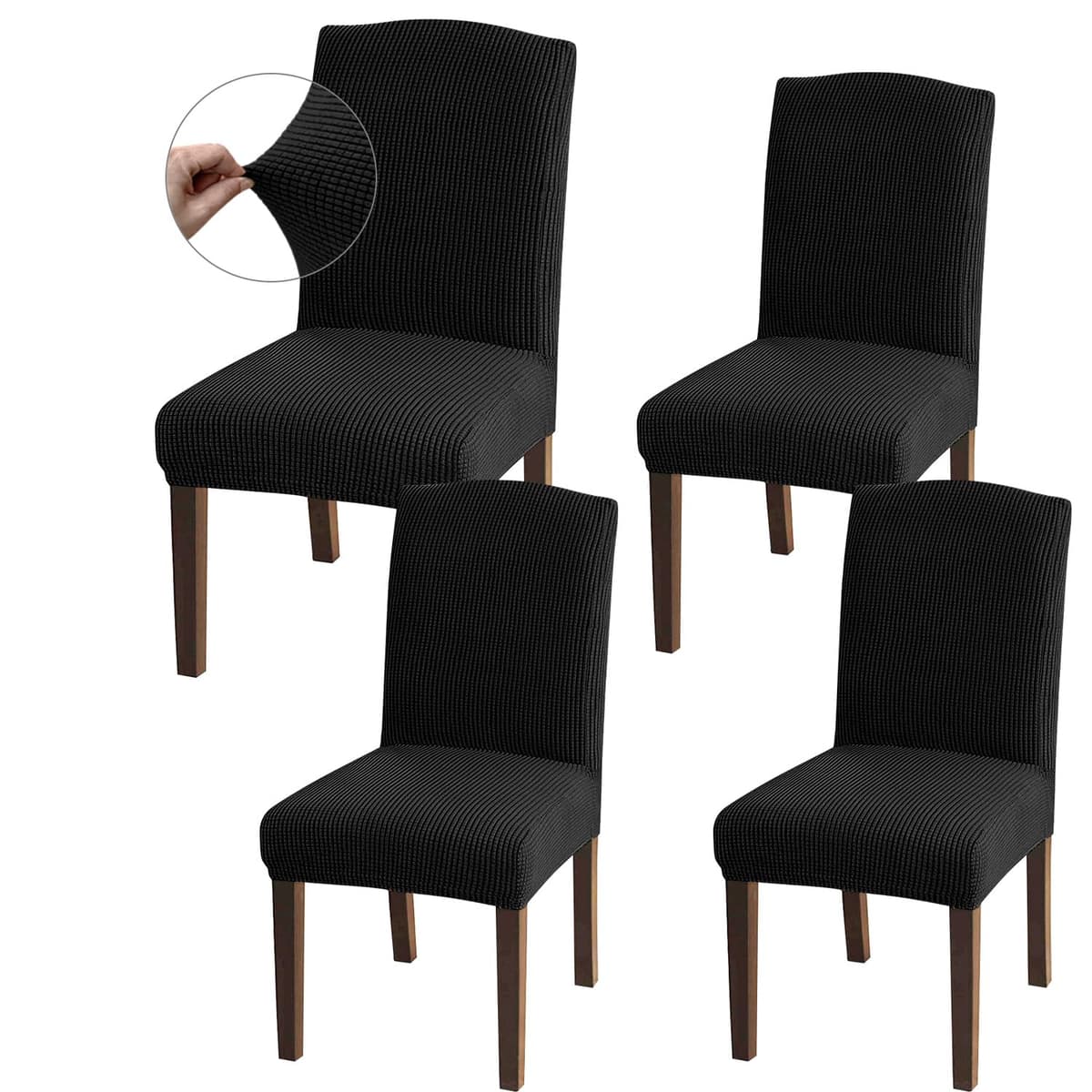 Granbest High Stretch Dining Chair Slipcovers, Universal Fit Jacquard Parson Dining Chair Covers, Removable Chair Protectors for Dining Room, Kitchen, Restaurant and Hotel (Set of 4, Grey) — view 19