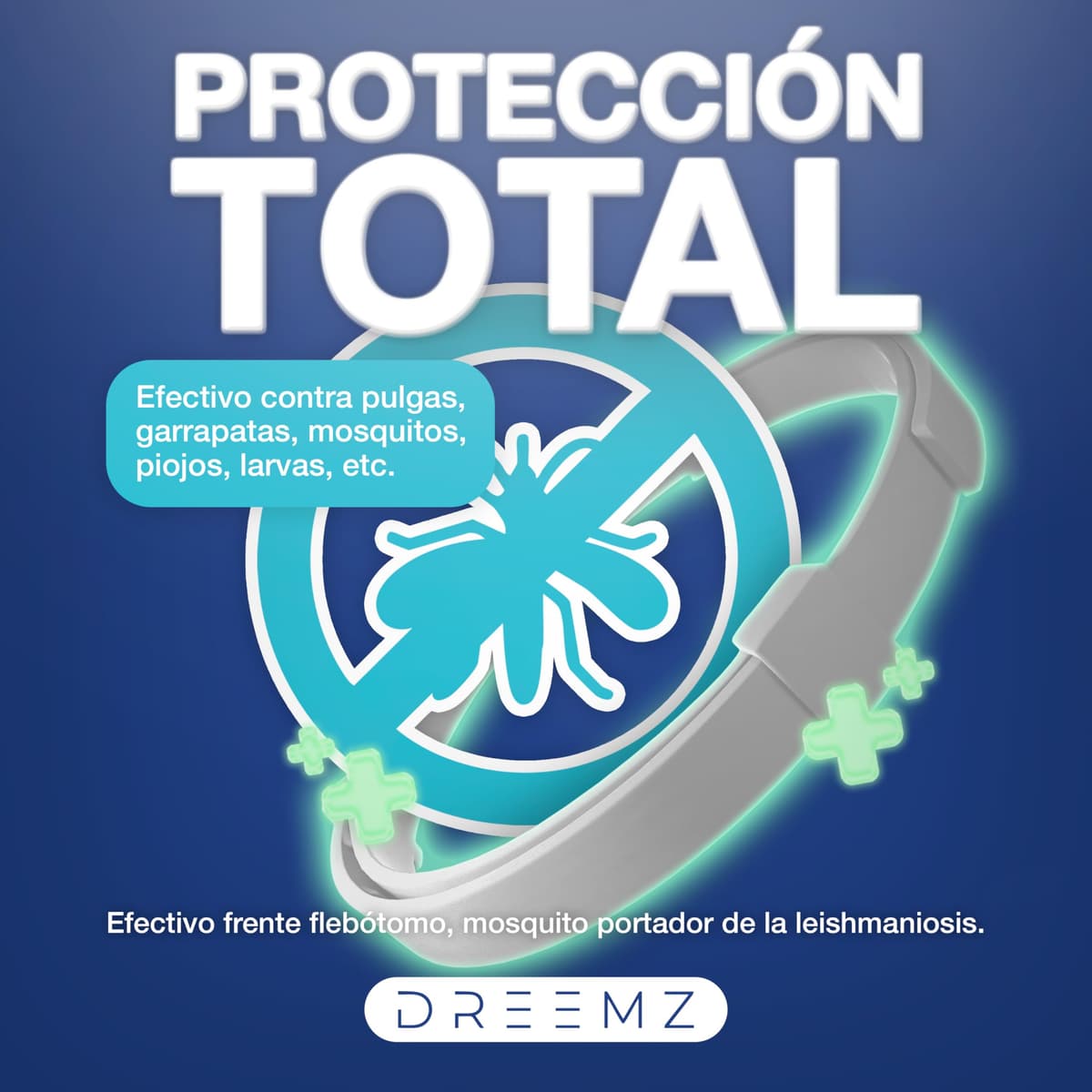 DREEMZ Collar Repelente de Insectos - Antipulgas Perros, garrapatas y Mosquitos, 8 Meses protección-63cm -100% Vegetal-Impermeable - Formatos (1 Und Gris) — view 5