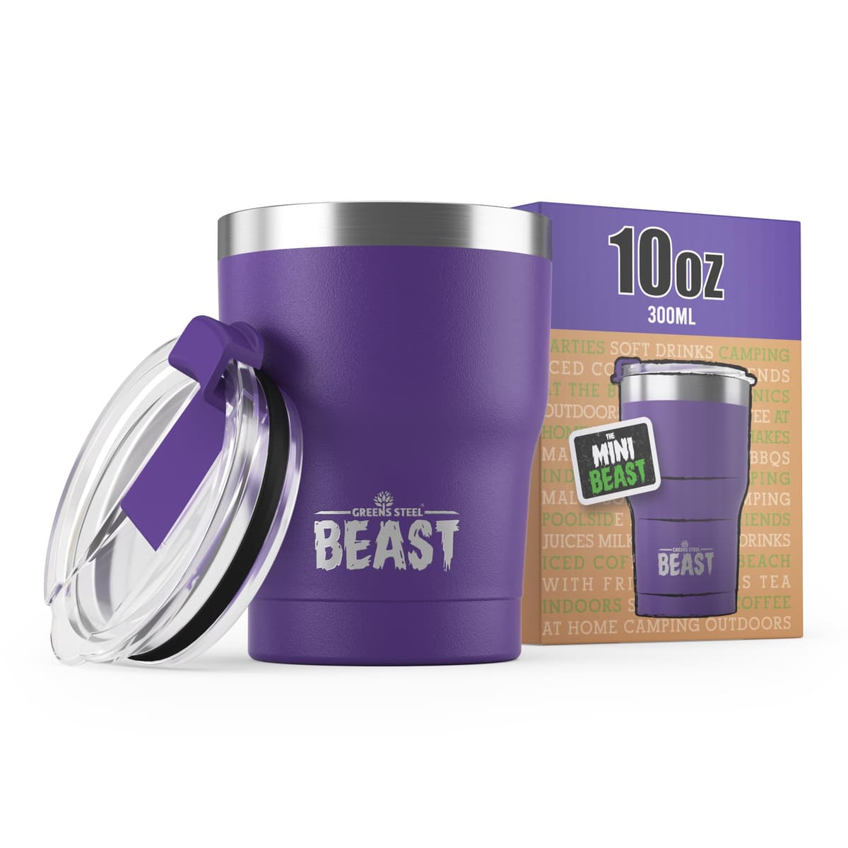 Greens Steel Beast Tumbler – 550 ml (20 oz), Coral | Vaso de acero inoxidable reutilizable con aislamiento al vacío | con 2 pajitas y cepillo de limpieza | Termo de viaje de doble pared — view 57
