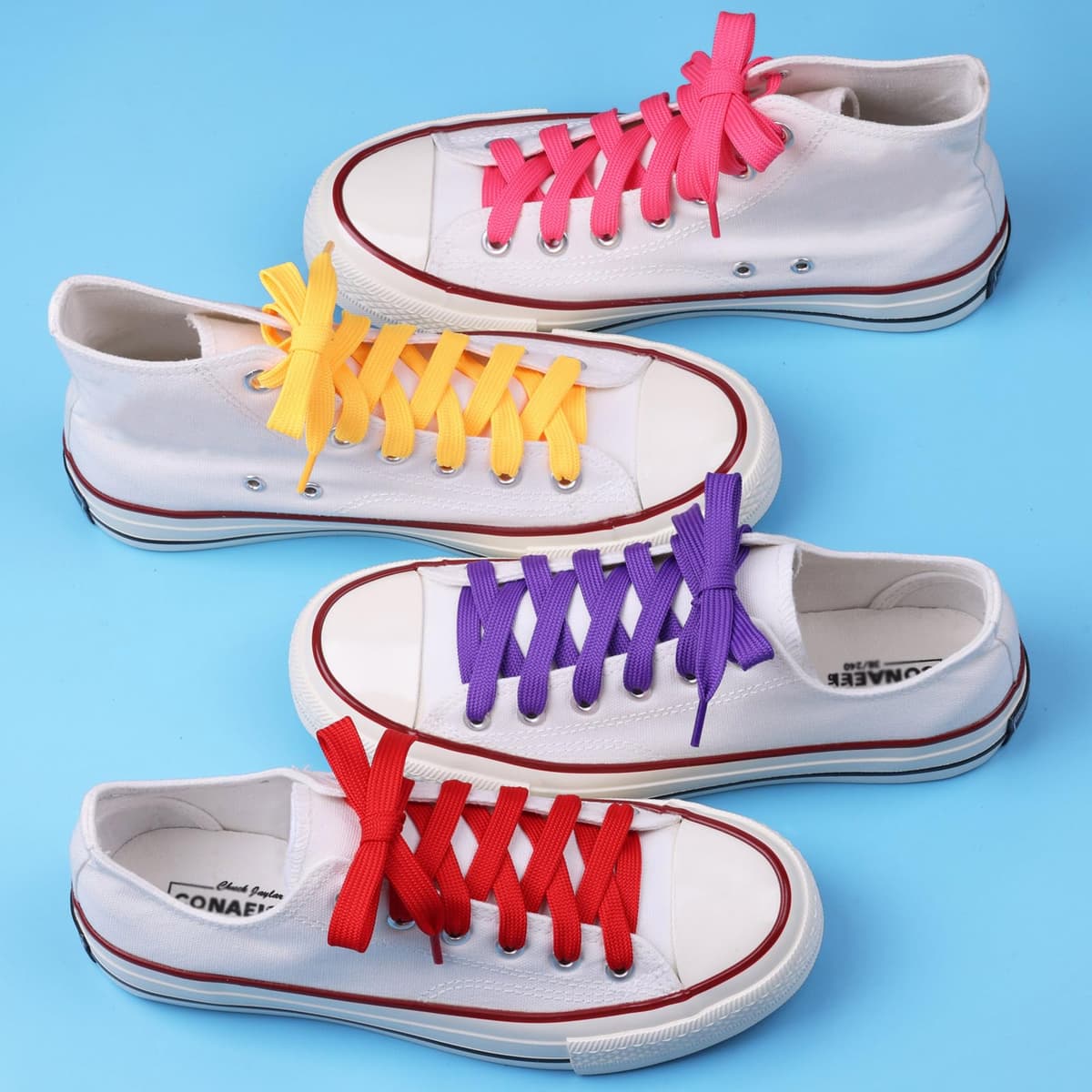 Olukssck - 2 Pares de Cordones Planos, Cordones duraderos de Repuesto de 10 mm de Calidad para Zapatos de Deporte, Zapatos de Ciudad — view 5
