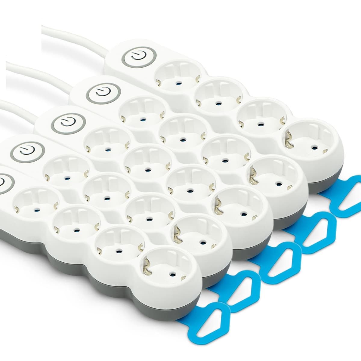 Garza Power - Regleta de 4 enchufes, con Interruptor, Enchufe Plano, Ladrón múltiple 1.4 Metros, Protección Infantil, Color Blanco, Gama Design — view 4