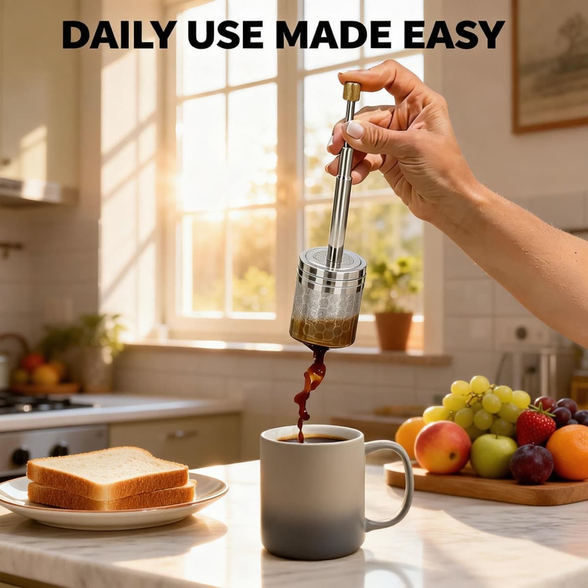 Coffee and Tea Maker, Press Type Coffee Infuser, Portable Stainless Steel Micro French Press — view 2