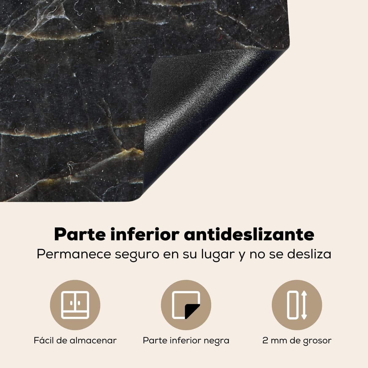 KitchenYeah© Cubre Vitrocerámica - Protector Vitroceramica Induccion 59x52 cm - Tapa Vitroceramica - Protector de Vitroceramica Mármol - Negro - Oro - Gris - Textura de mármol — view 4