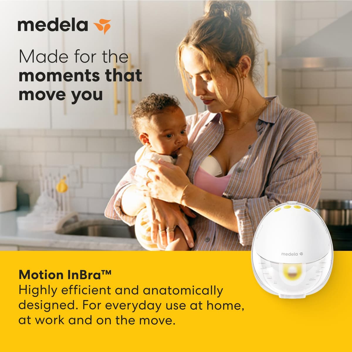 Medela Motion InBra Wearable Electric Breast Pump + Storage Bag – Highly efficient, Designed for Dependable Performance and Comfort. Hassle-Free handling & discreetness — view 2
