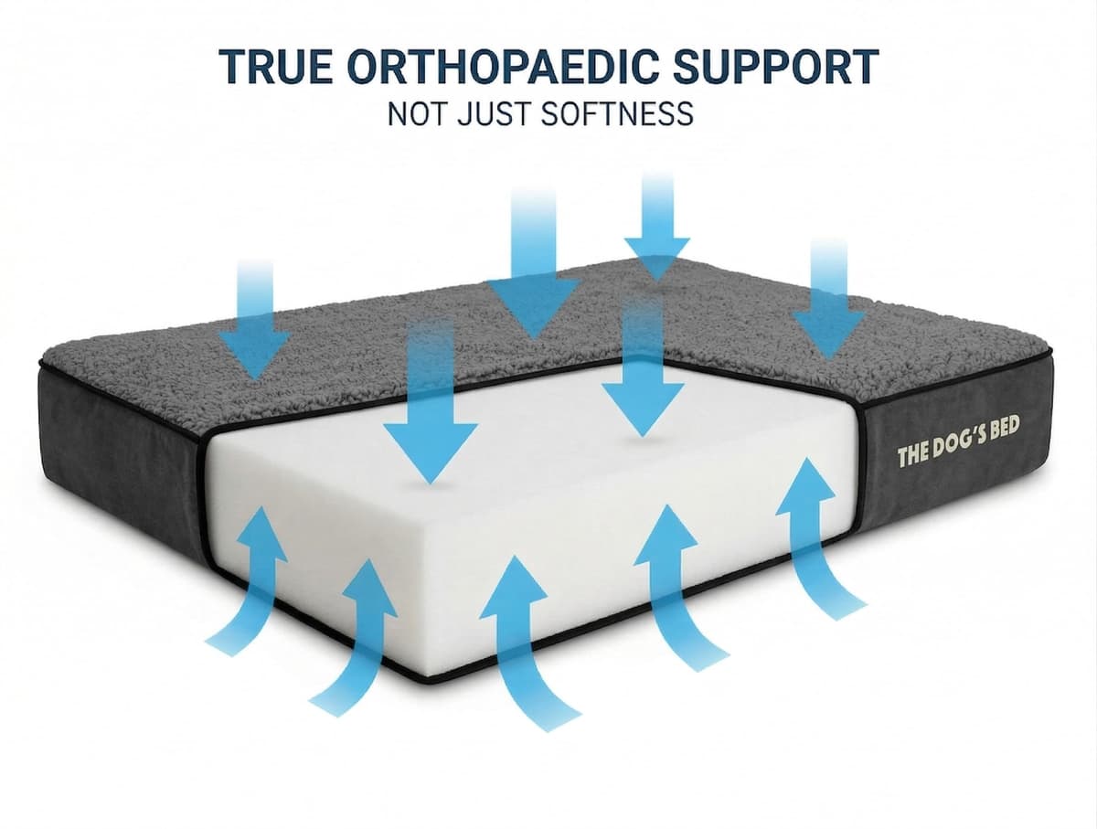 The Dog’s Bed Orthopaedic Memory Foam Dog Bed for XL Dogs, Waterproof Washable Cover, Anti-Slip Base, Calming Surface – CertiPUR-Certified Foam, Grey Plush, 15cm Thick — view 2