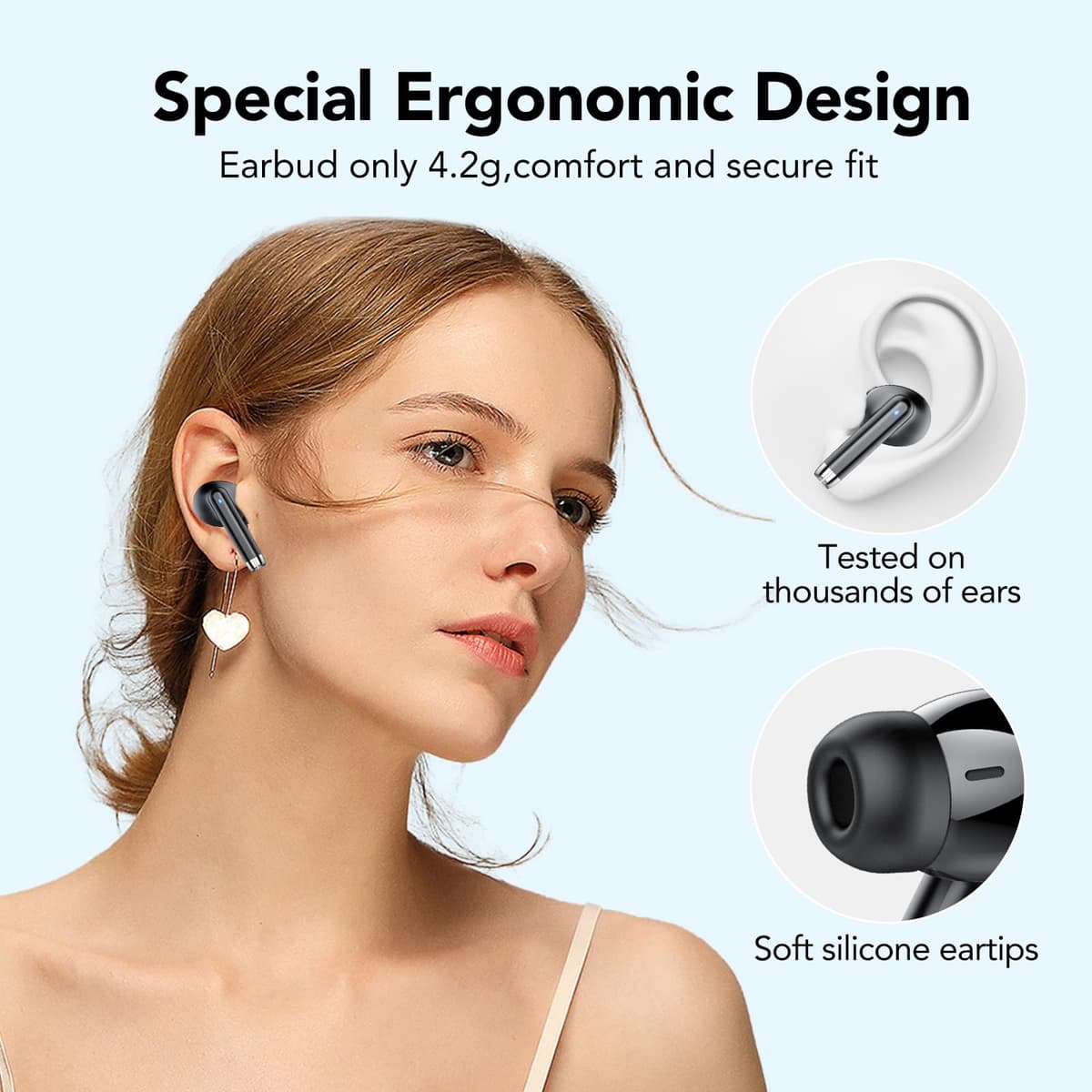 2026 Nuevo Auriculares Bluetooth, Auriculares Inalambricos Bluetooth 5.4 HiFi Estéreo con 4 ENC Mic, 40H Cascos Inalambricos Bluetooth con Pantalla, Audifonos Inalambricos para Android iOS, Negro Puro — view 6