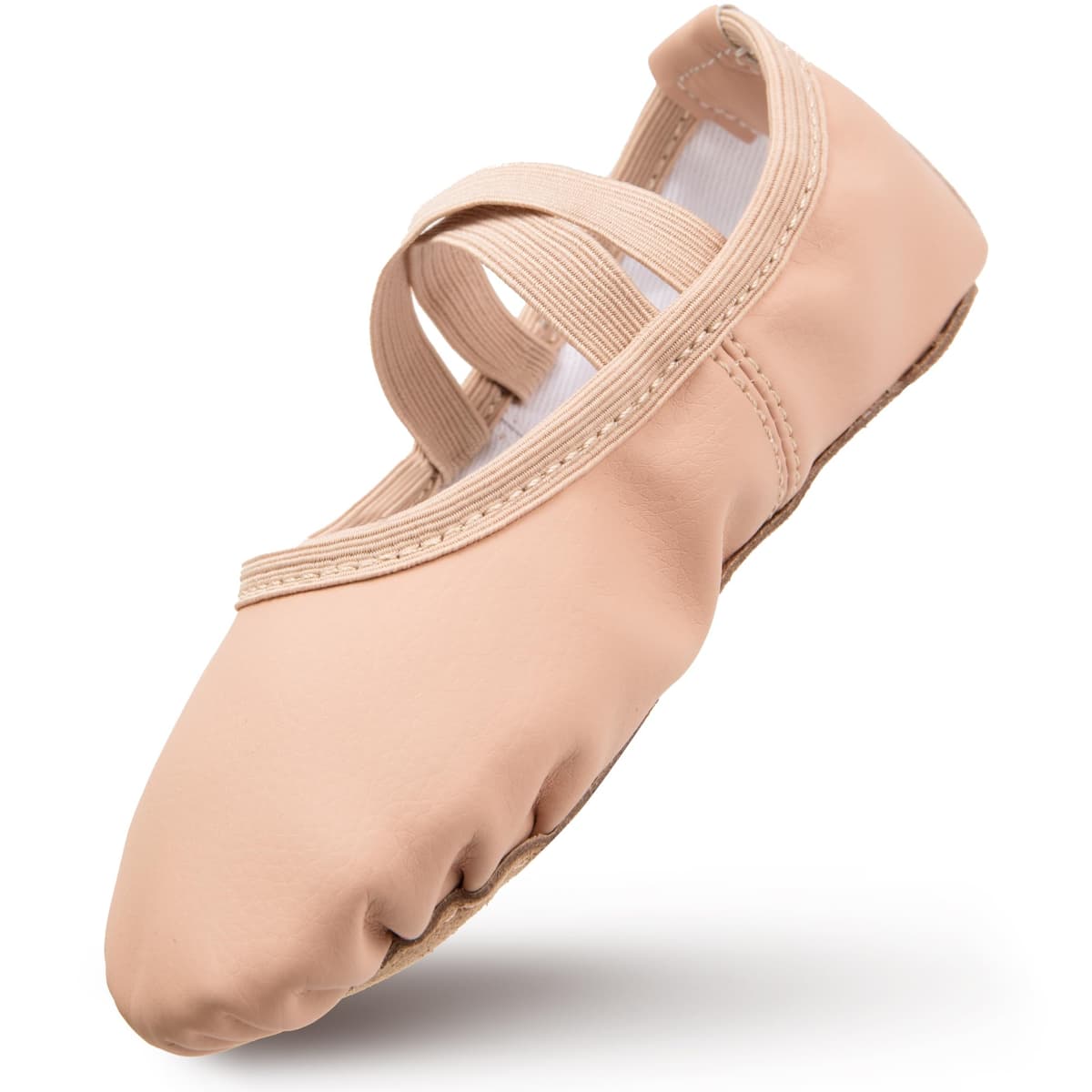 Zapatillas de ballet para niña, de piel, forro de algodón grueso, suela de piel completa, zapatos de danza, correas precosidas, zapatillas de ballet