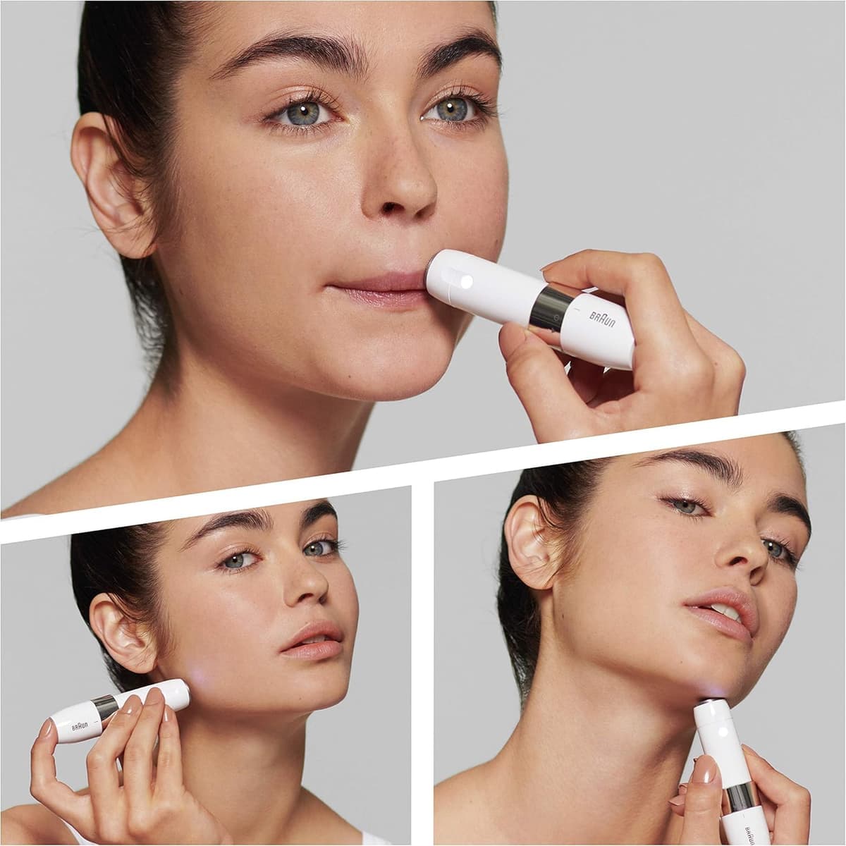 Braun Face Mini Hair Remover FS1000, Electric Facial Hair Removal for Women, Lady Shaver,Finishing Touch for Upper Lips, Chin & Cheeks, for Easier Makeup Application, with Smartlight, White — view 2