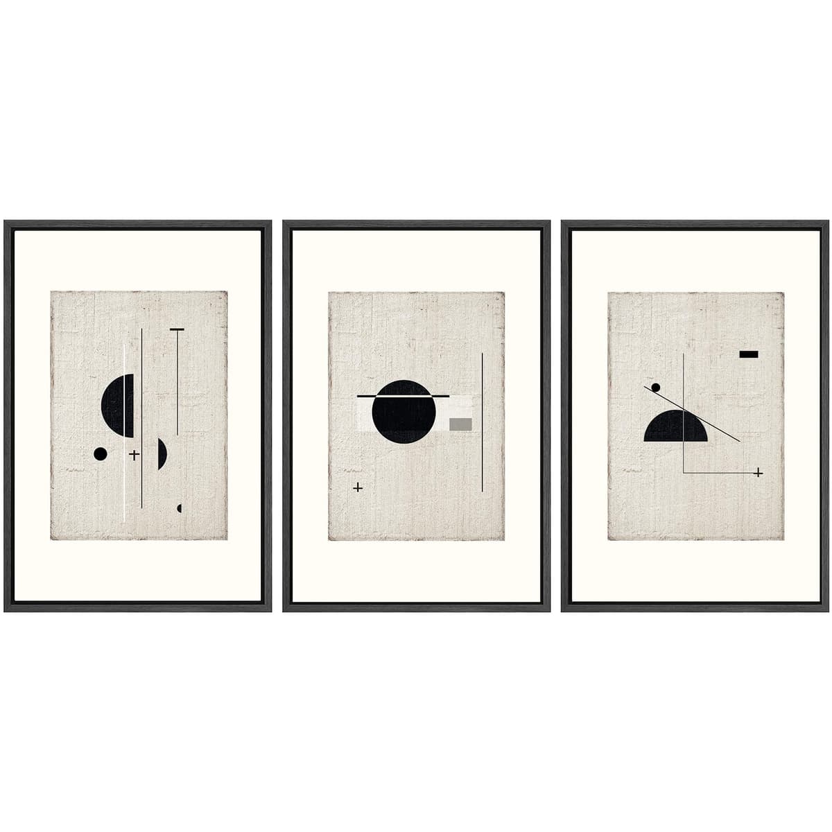 SIGNWIN Framed Canvas Print Wall Art Set Blue White Grunge Geometric Pattern Abstract Shapes Cozy Neutral Decorative Contemporary Minimal for Living Room, Bedroom, Office - 24"x36"x3 Natural — view 57