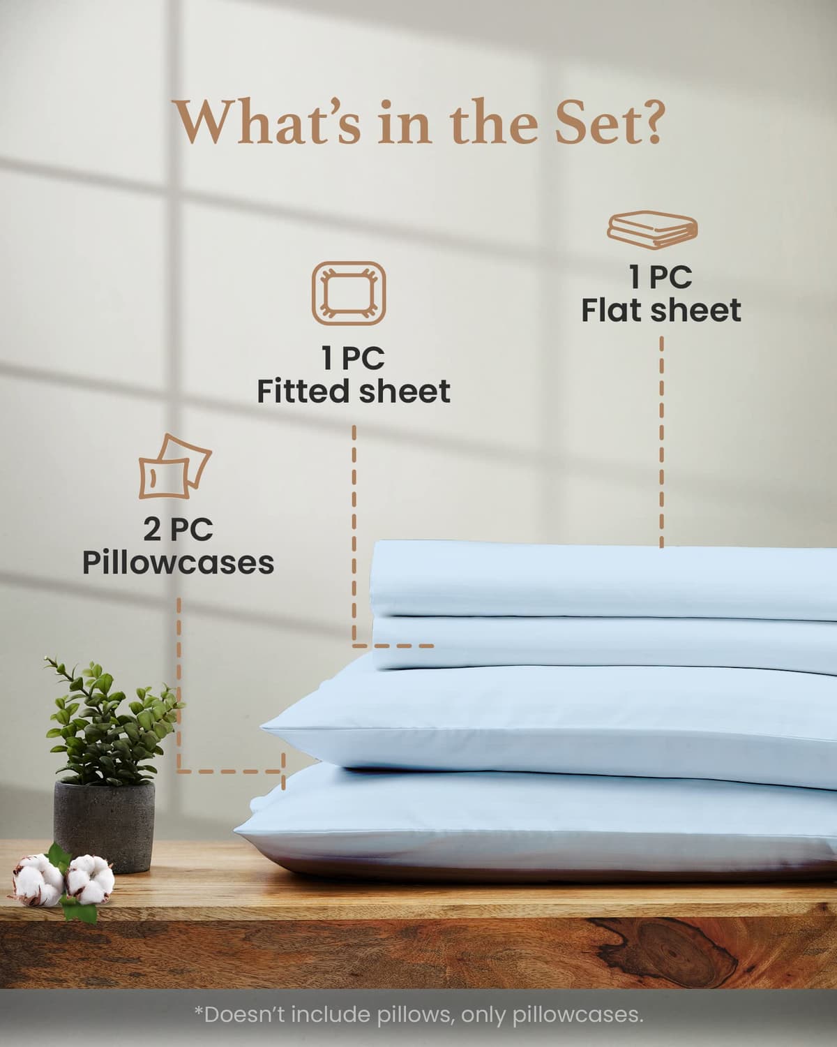 1000 Thread Count Egyptian Cotton Sheets Queen Size, 4 Pc Luxury Sheets Set, Long Staple 100% Cotton Sheets for Queen Size Bed, 16" Deep Pocket Hotel Style Sheets, Sateen Sheets Queen, Light Blue — view 3