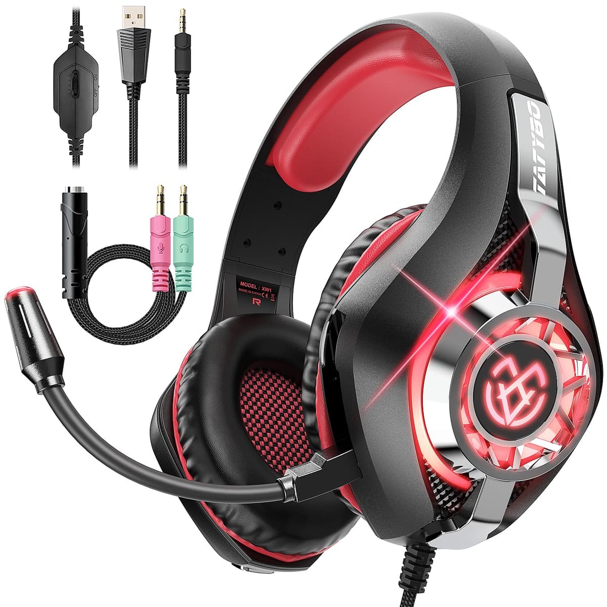 Tatybo Gaming Headset for Ps5 Ps4 PC Xbox S/X Series Switch PC, Gaming Headphone with Noise Cancelling Microphone RGB Lighting — view 7