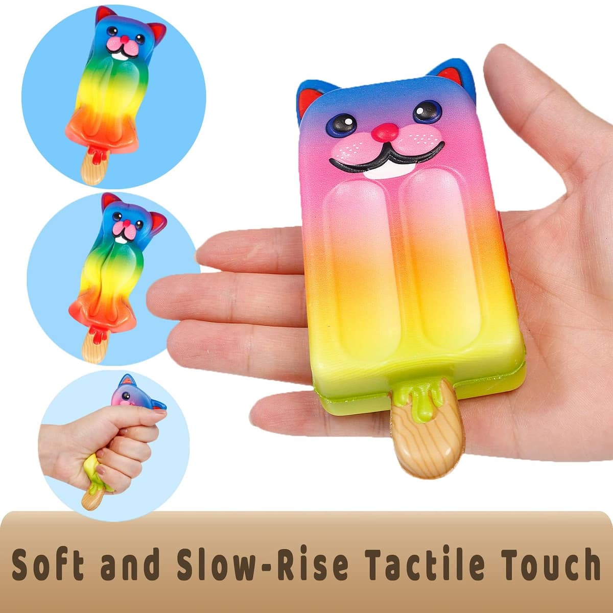 Anboor Squishies Gato de hielo 2 piezas juguete de pellizco alivio del estrés Kawaii suave squishies colección de regalos — view 3