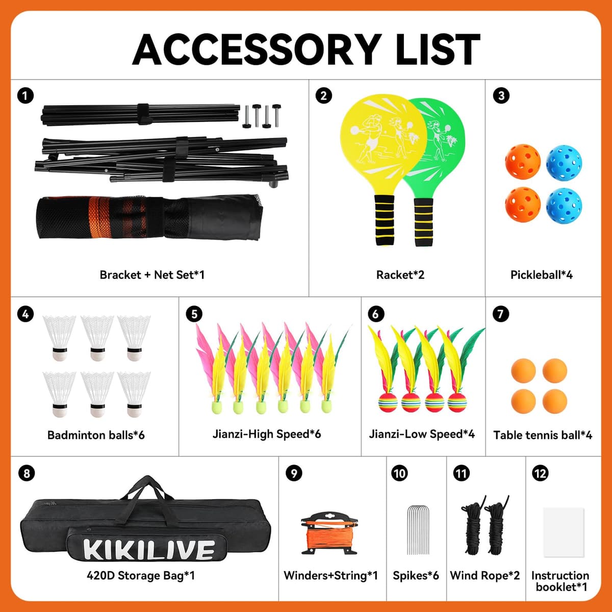 Juegos de Palas con Red - Set Deportivo Todo en Uno, Adecuado para Bádminton/Tenis de Mesa/Volante/Pickleball, Set de Juegos Deportivos para Interior y Exterior, para Playa/Jardín/Hogar — view 4