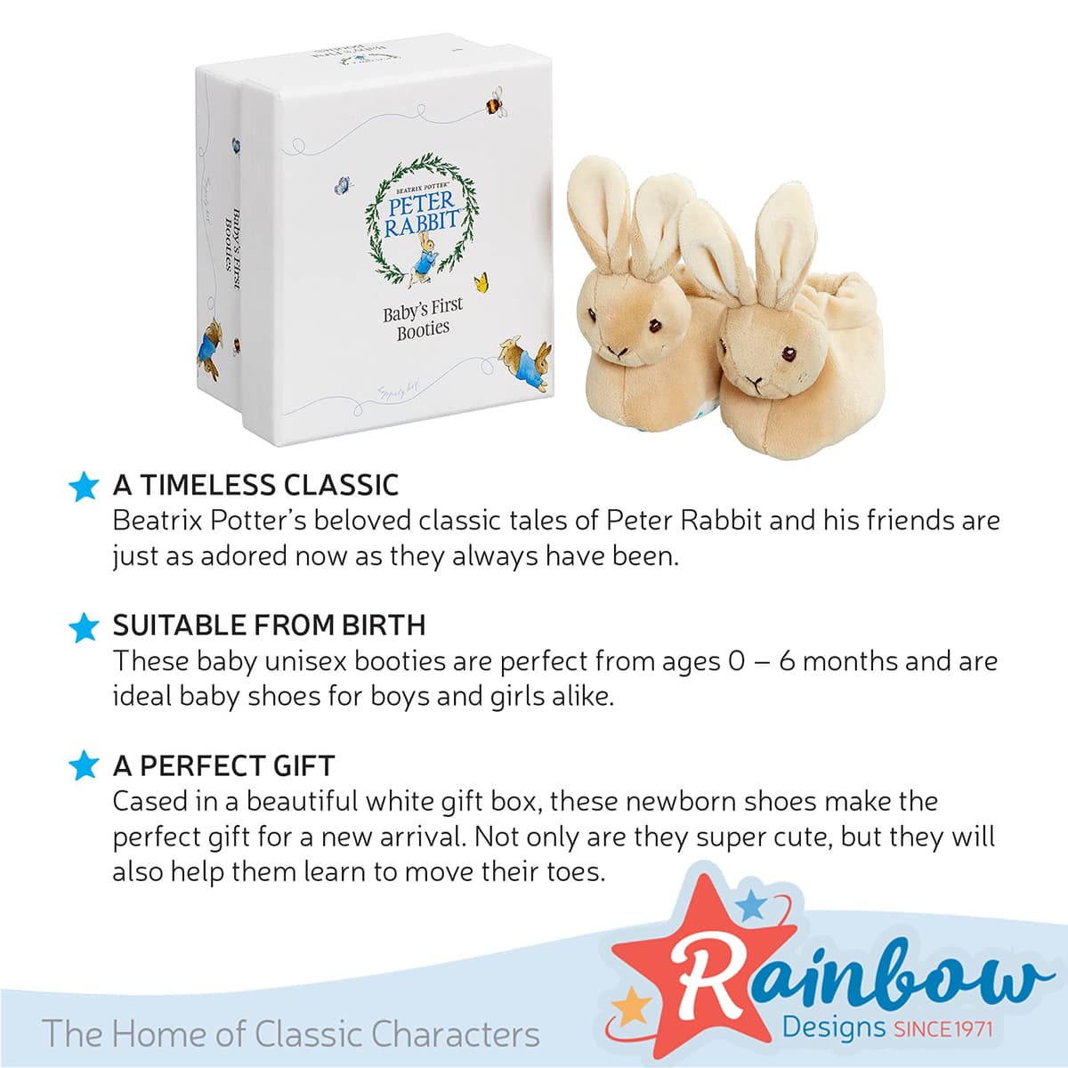 Official Peter Rabbit Baby Booties - Newborn Crib Shoes for Boys and Girls - Unisex Baby Slippers by Rainbow Designs — view 4