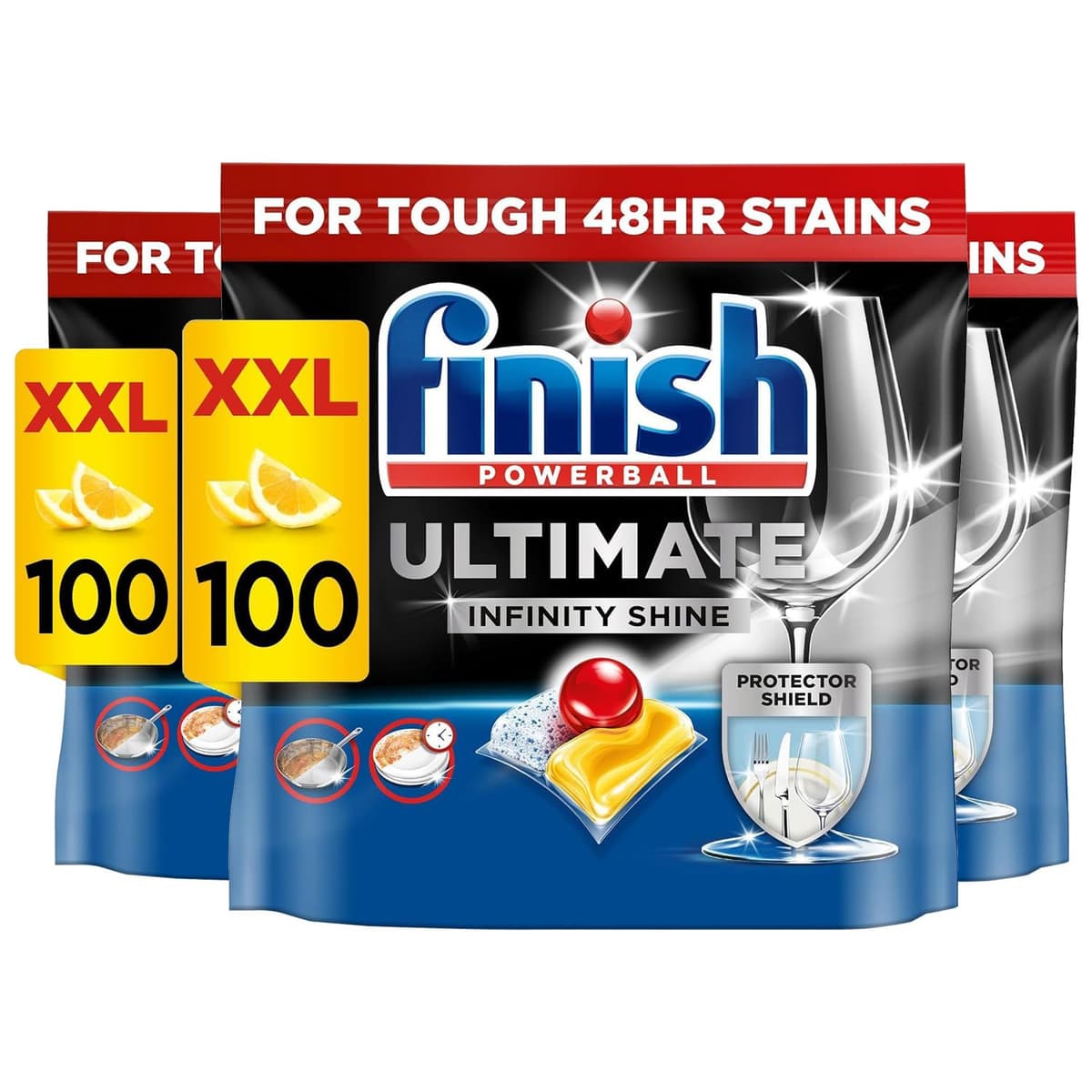 Finish Dishwasher Tablet, Ultimate Infinity Shine, 100 Tablets, Lemon Sparkle, Clean & Shine Detergent Tabs, Tough on Grease Stains, Effective for Short Eco Cycle — view 9