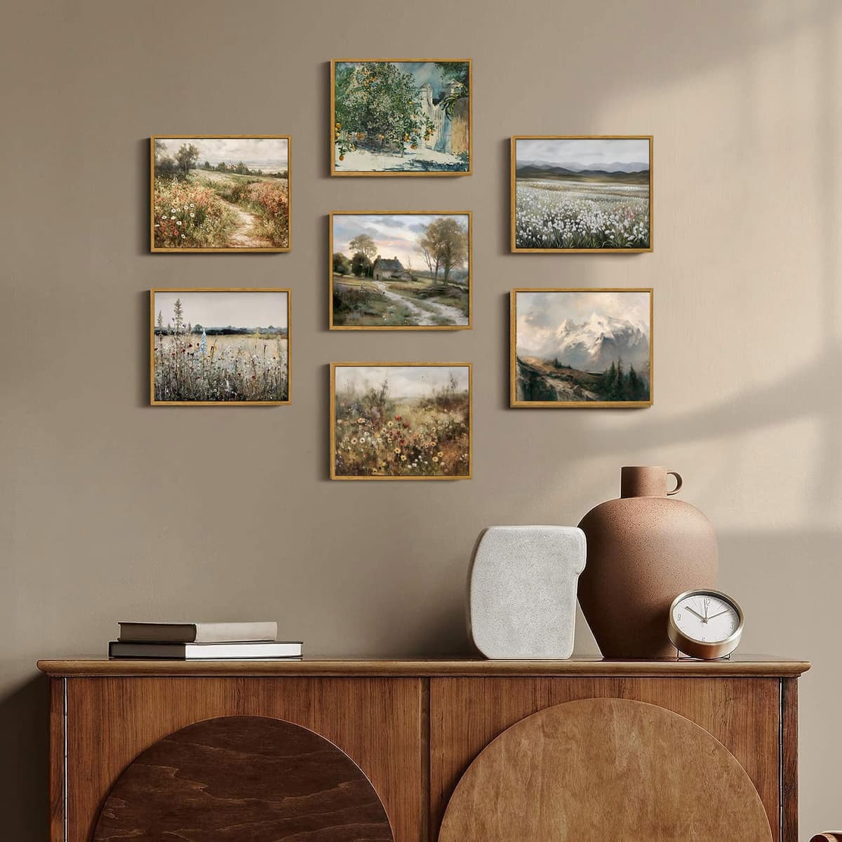 OIQArtOIQ Framed Canvas Wall Art,Vintage Decor,Landscape Nature Country Wildflower Paintings Farmhouse Pictures Modern Artwork Rustic Fall Flower Prints Cottagecore Office Living Room Bedroom Bathroom — view 5