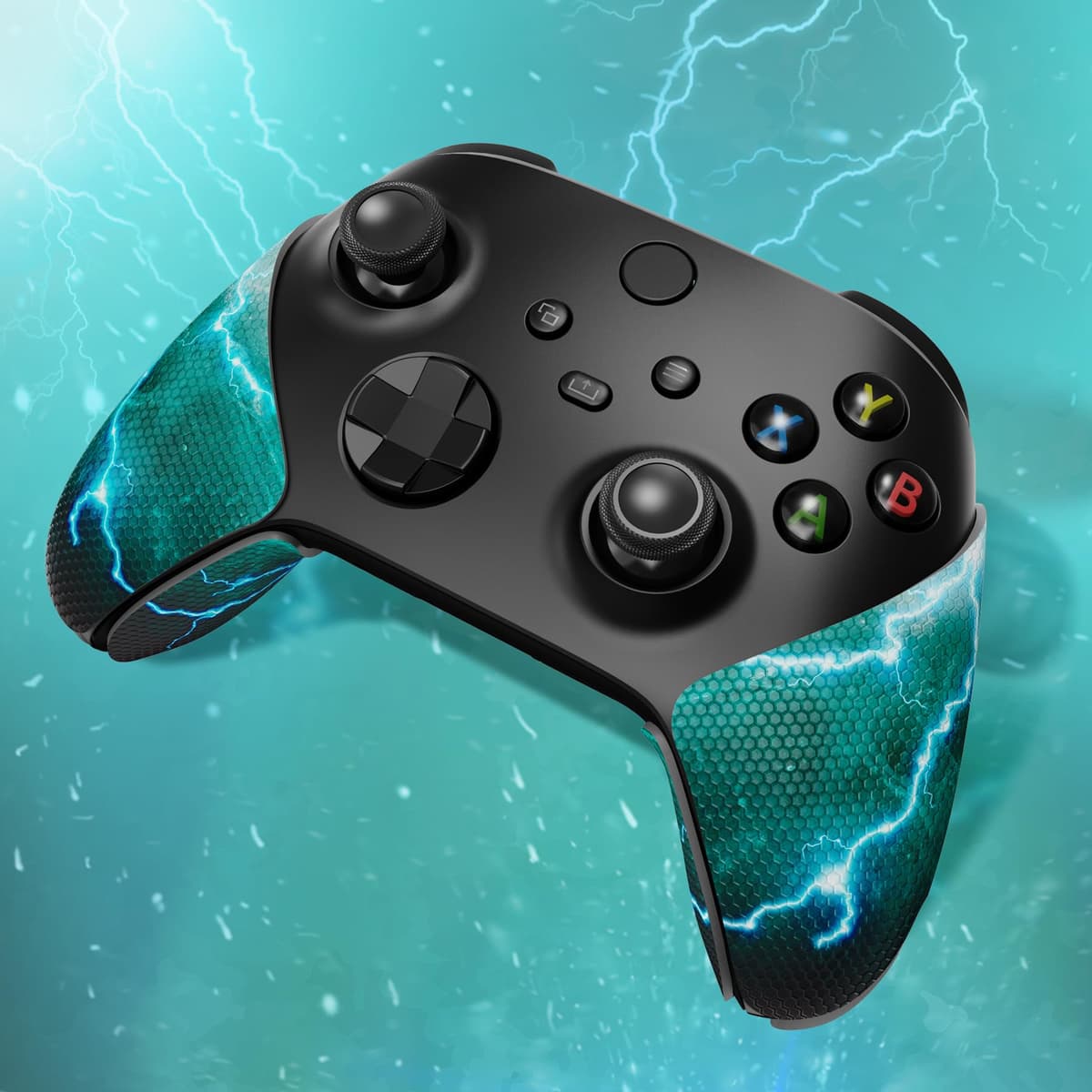 eXtremeRate PlayVital Soft Rubber Grip for Xbox Series X/S Controller - Anti-Slip Sweat-Absorbent Handle Pads, Non-Slip Textured Cover (Green Storm Thunder) — view 6
