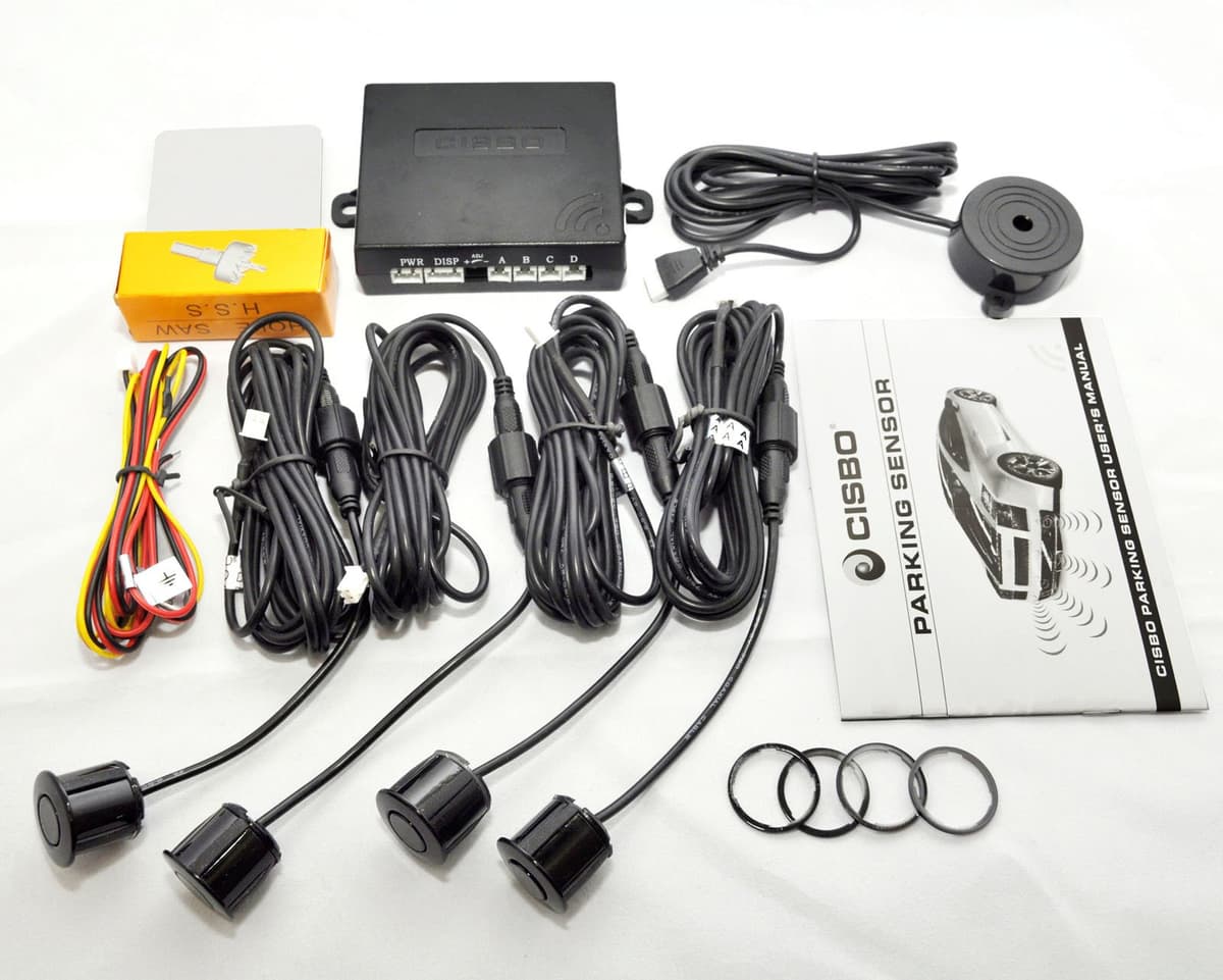 SB397 Parking Reverse Sensors Audio Buzzer Alarm Canbus Kit, Black, Set of 4