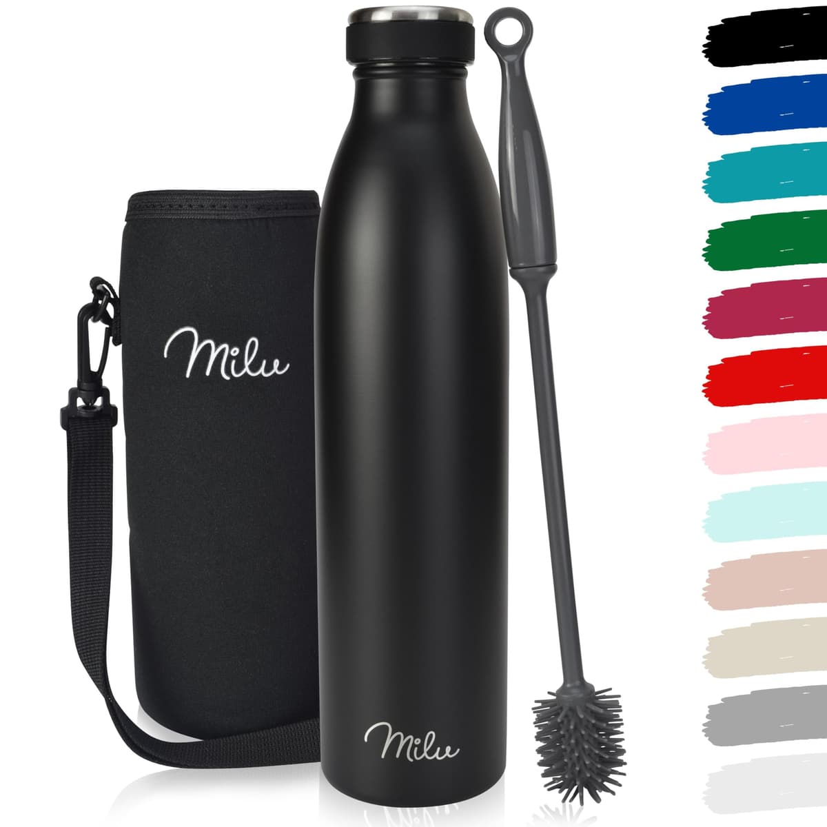 Milu Stainless Steel Drinking Bottle 1500 ml - Insulated Thermo Flask for Water - Leak Proof, Insulated and Double Walled, Carbonated (Granite Navy Blue, 1,5L) — view 65