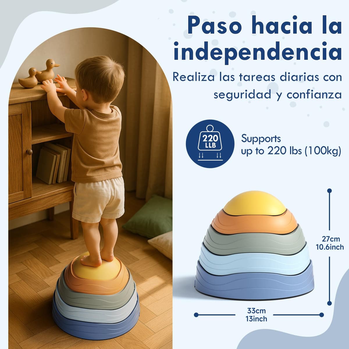 Lehoo Castle Piedras de Equilibrio para Niños,6 pcs Antideslizante Piedras de Paso para Niños, Juego de Equilibrio Exterior, Desarrollo Sensorial y Coordinación, Curso de Obstáculos — view 7