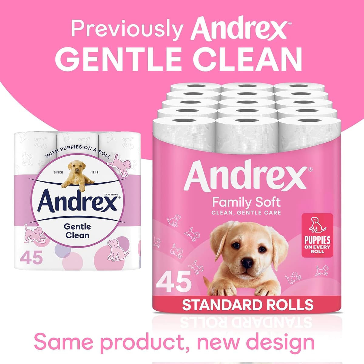 Andrex Family Soft Toilet Roll - 45 Toilet Rolls, 2-Ply, Bulk Buy, Fragrance Free, FSC Certified — view 3