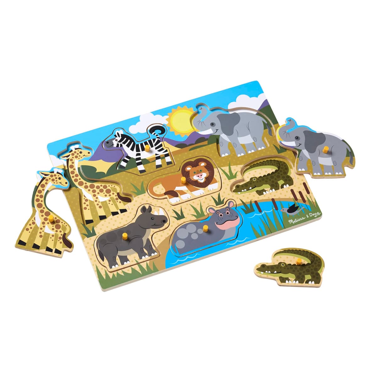 MELISSA & DOUG - Puzzle 2 Años de Animales del Safari, Puzzle de Madera con Clavijas para Fácil Agarre, Rompecabezas Niños, 6075165, Juguetes Montessori, Regalo Niño 2 años +, Juguetes Niños 2 Años + — view 9