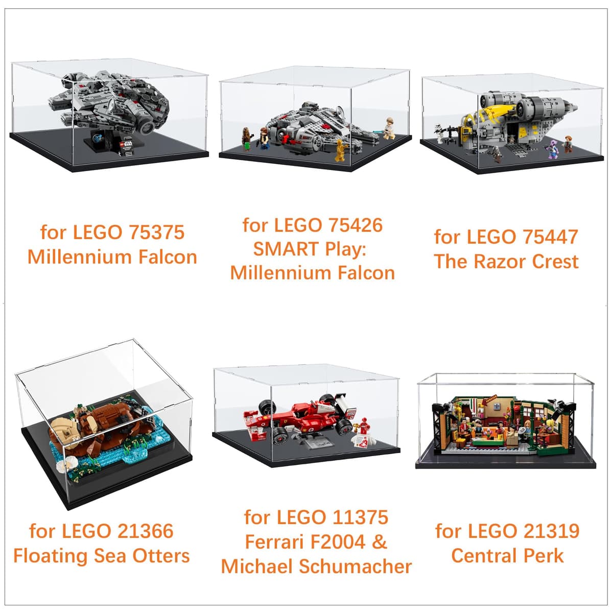 Vitrina Expositora para Colecciones Lego 75375 75426 Halcón Milenario 21366 Nutrias Marinas 75447 Razor Crest 11375 Ferrari F2004 21319 21328, Caja Transparente 3mm Acrílica Interior Negro 35x25x15cm — view 3
