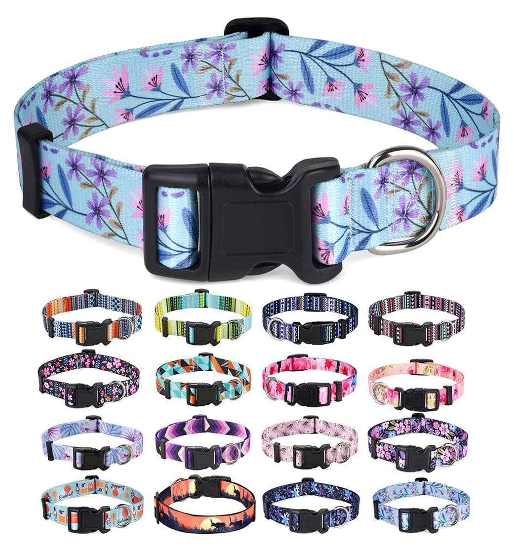 Mihqy Dog Collar for Small Dogs, Cute Small Medium Large Dog Pet Collar, with Floral Patterns, Soft Adjustable for Boy Girl Female Male Puppy Dog Collar(Floral Pink,S) — view 36