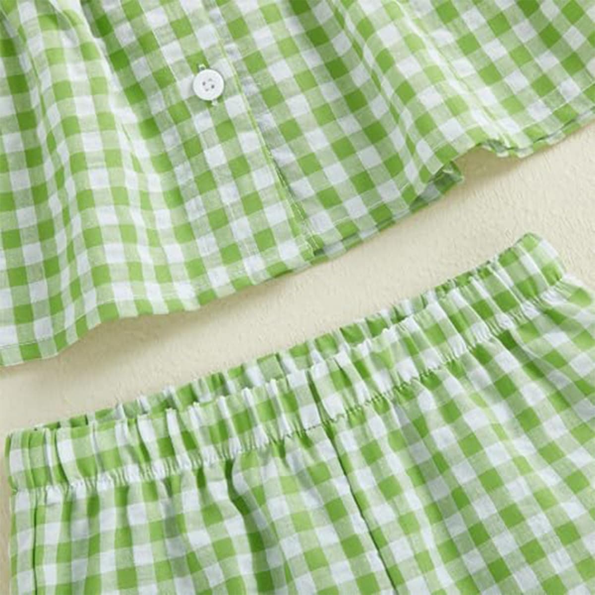 Conjunto Verano para Niñas Pequeñas Color Liso/Cuadros Sin Mangas Con Volantes Camisetas y Pantalones Anchos de Lino Ropa Infantil de Primavera — view 6