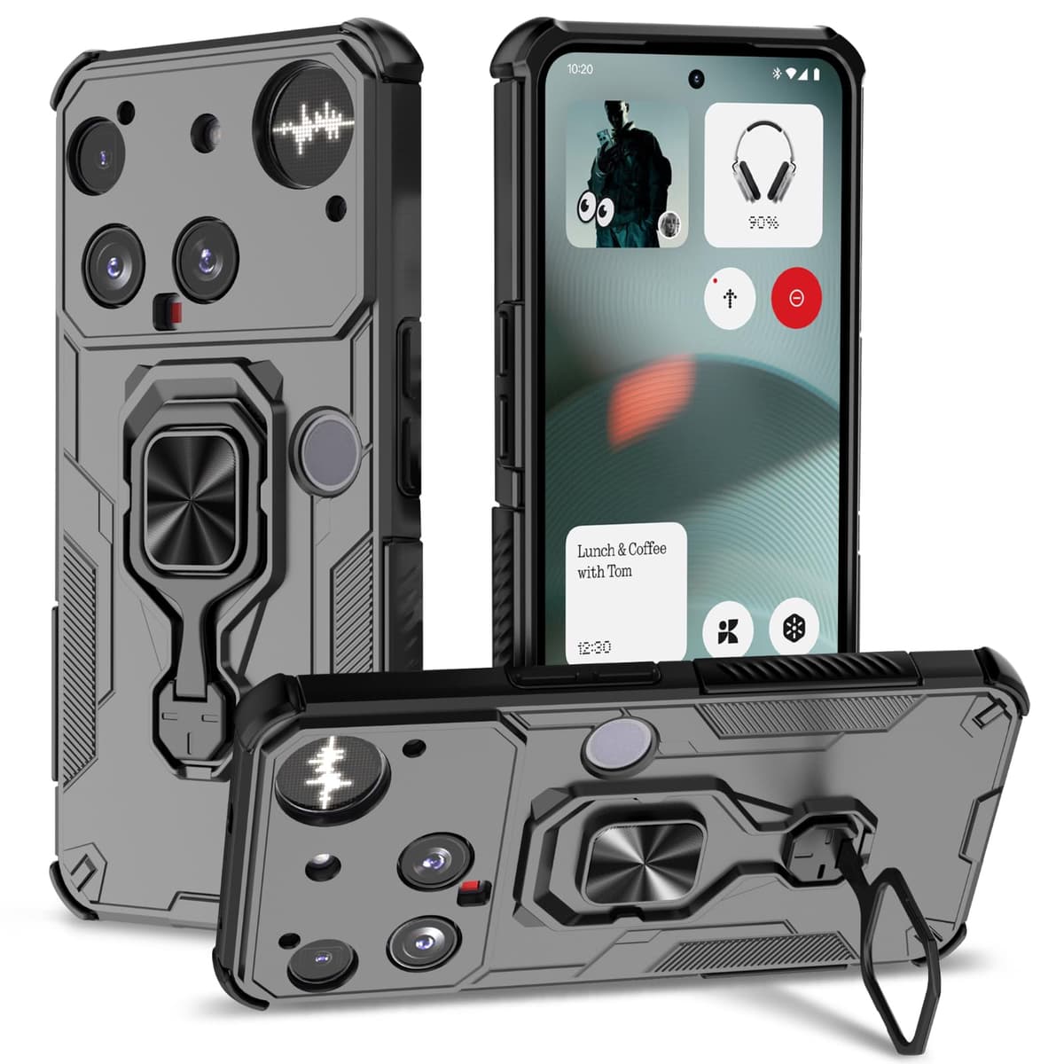 Funda para CMF Phone 2 Pro, Carcasa Antigolpes con Soporte anular metálico, Case Protectora de Grado Militar, Negro — view 1299