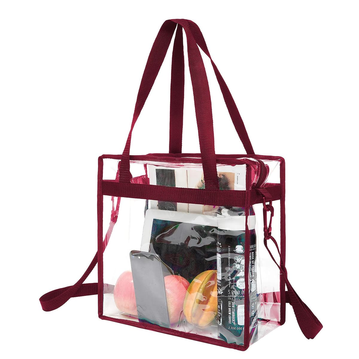 BAGAIL Clear Bags 12x6x12 Stadium Approved Clear Tote Bag with Zipper Closure Crossbody Shoulder Bag with Adjustable Strap — view 10