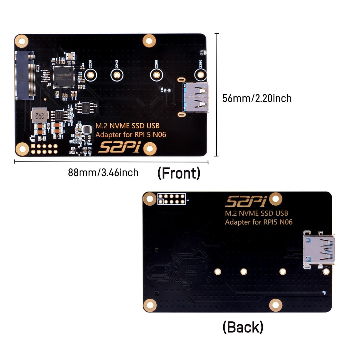 GeeekPi N06 M.2 NVME SSD USB Adapter for Raspberry Pi 5, Support M.2 NVMe SSD 2230 2242 2260 2280 — view 2