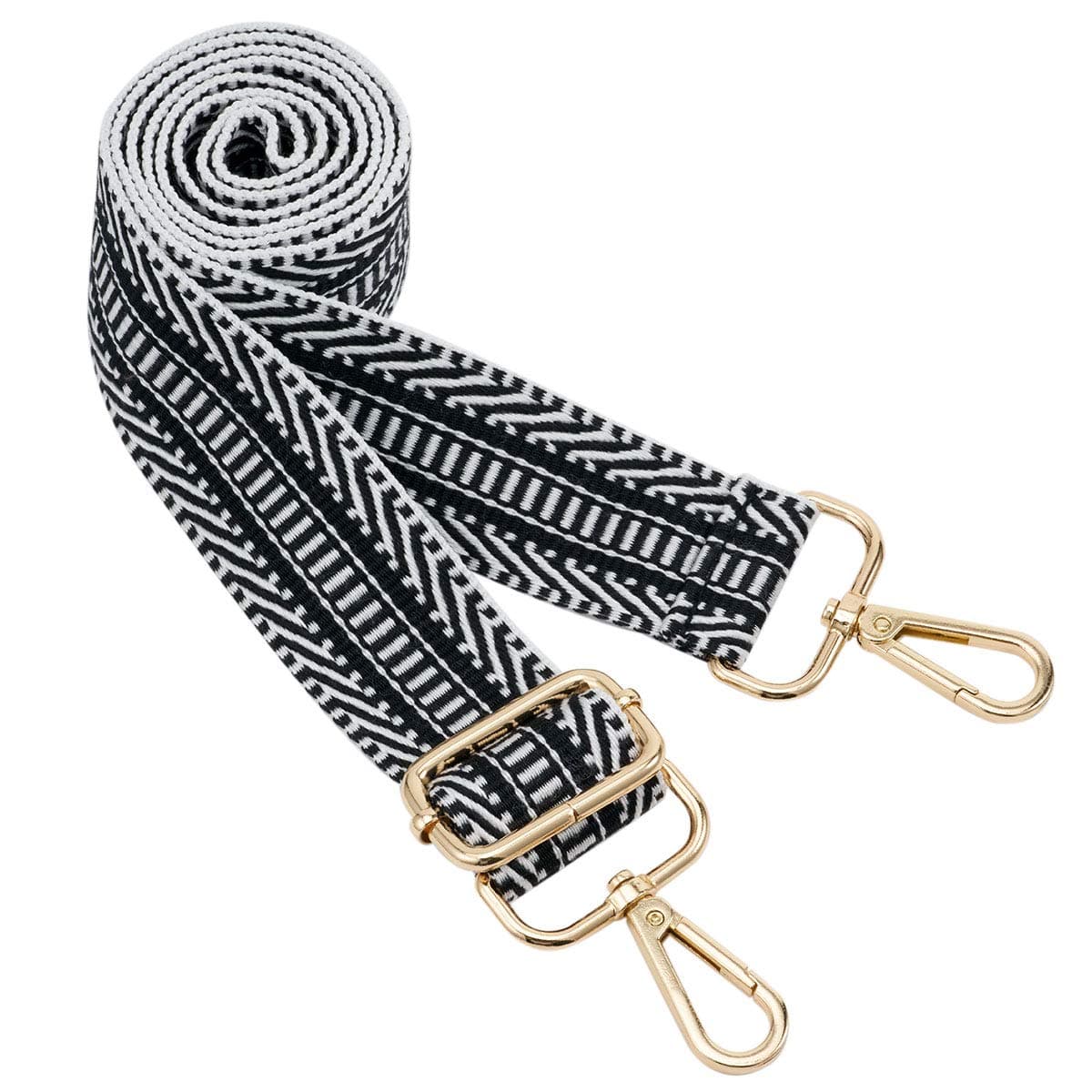 ZOOEASS Wide Shoulder Strap, Guitar Style Adjustable Purse Strap with Gold Buckle Replacement Woven Crossbody Straps for Handbags((3.8CM) Shining Black) — view 108