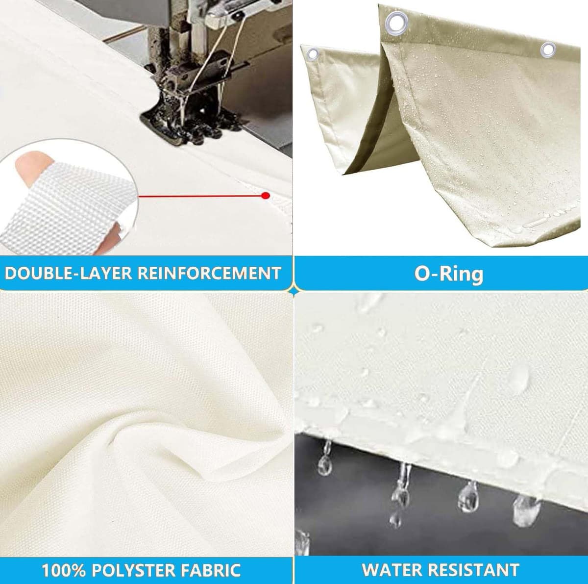 Retractable Wave Sun Shade Sail Rectangle Waterproof Sun Shade for Outdoor Garden UV Block Sunshade Cloth Canopy with Rope for Yard Deck Lawn Garden Patio Carport 0.9x3.5M Cream — view 3