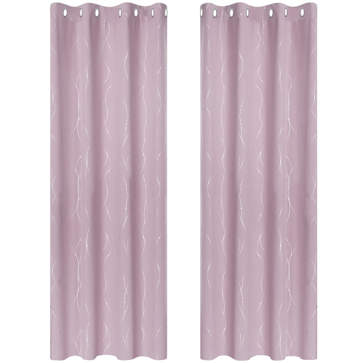 Deconovo Soft Dotted Line Foil Printed Blackout Curtains Thermal Insulated Curtains Eyelet Energy Efficiency Room Darkening Curtains for Bedroom 52 x 72 Inch Light Grey 2 Panels — view 67