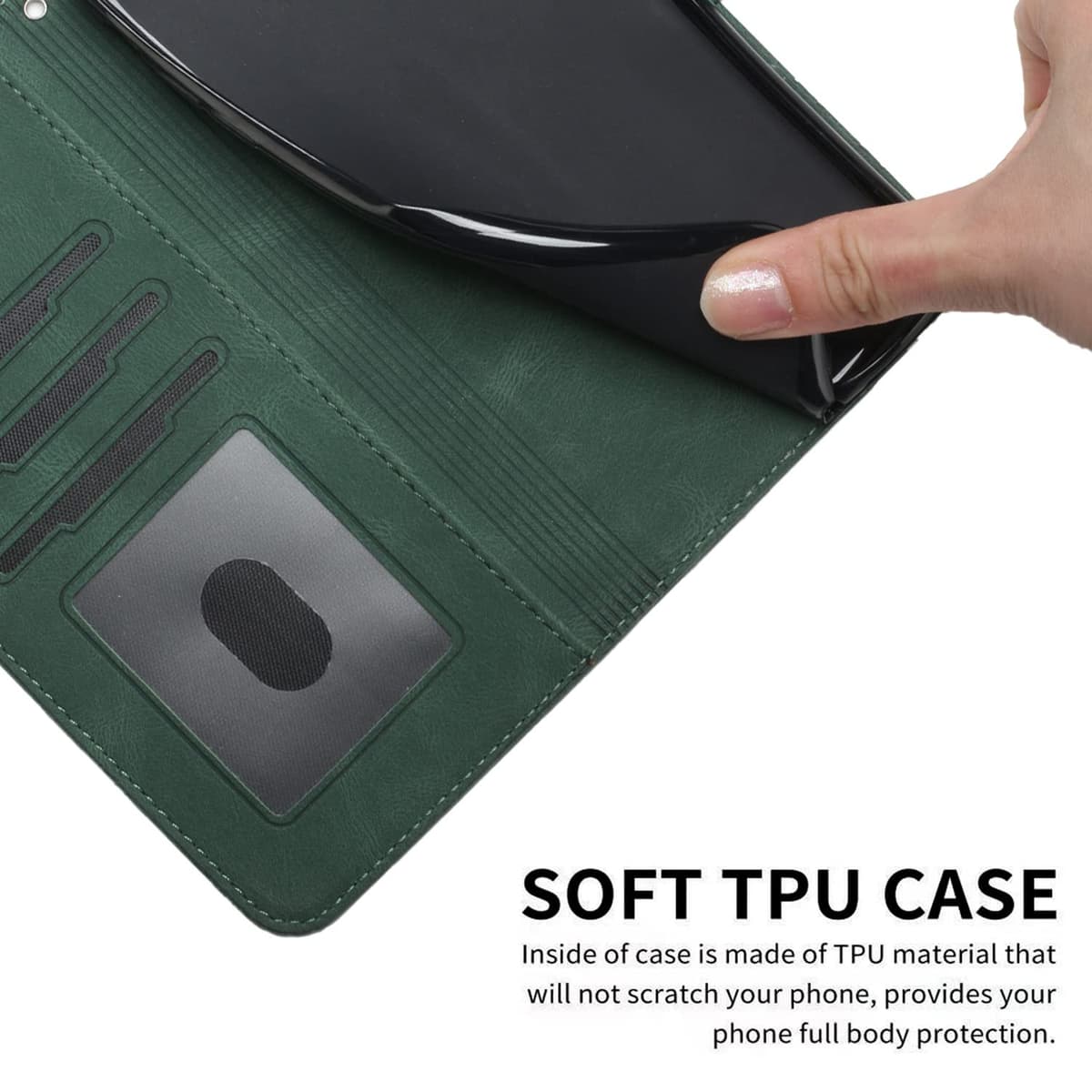 Genlision Funda Compatible con iPhone 12/12Pro(6.1),Flip Leather Edition,Funda de Cuero PU con Cáscara de TPU, magnético, función de Soporte y Ranuras para Tarjetas-Negro — view 4
