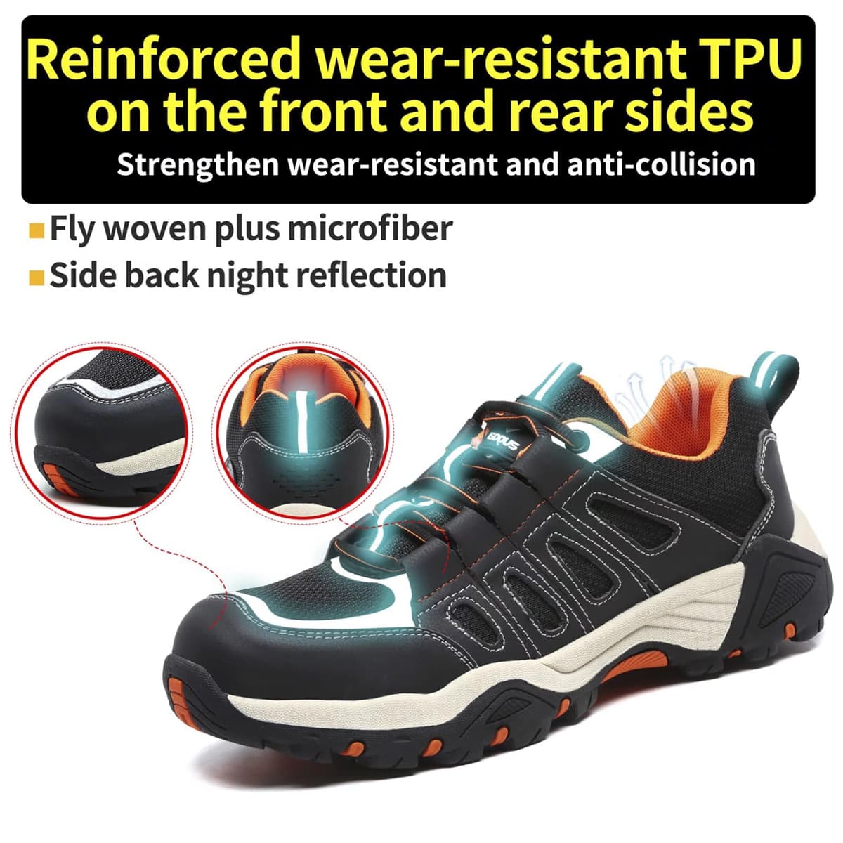 ISOOUS Zapatos de Seguridad Hombre Mujer Calzado de Trabajo Comodo Ligeros con Punta de Acero Transpirable Anti-pinchazos — view 5