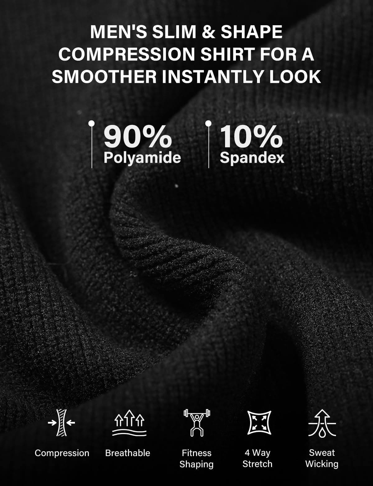 Casey Kevin Camiseta de Compresión Hombre Manga Corta, Hombre Reductora Compresion Elástica Ropa Interior Body Shaper para un Vientre más Plano — view 5