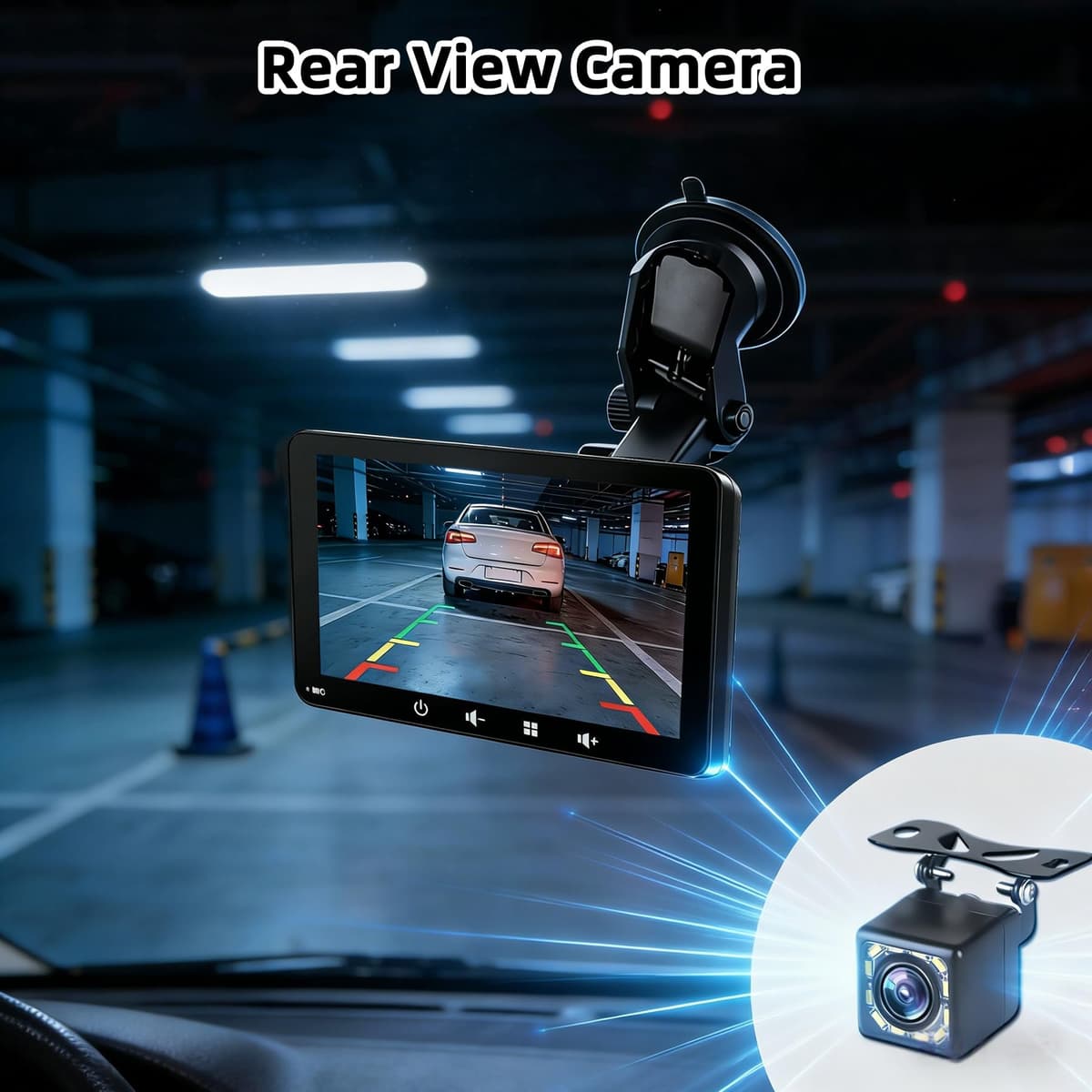 Pantalla Coche 7" con Carplay y Android Auto Inalámbrico - Radio Portatil con Pantalla Tactil | FM Transmisor, AUX, USB | Cámara Trasera | Plug & Play para la Mayoría de Coches (7 Pulgadas + cámara) — view 4