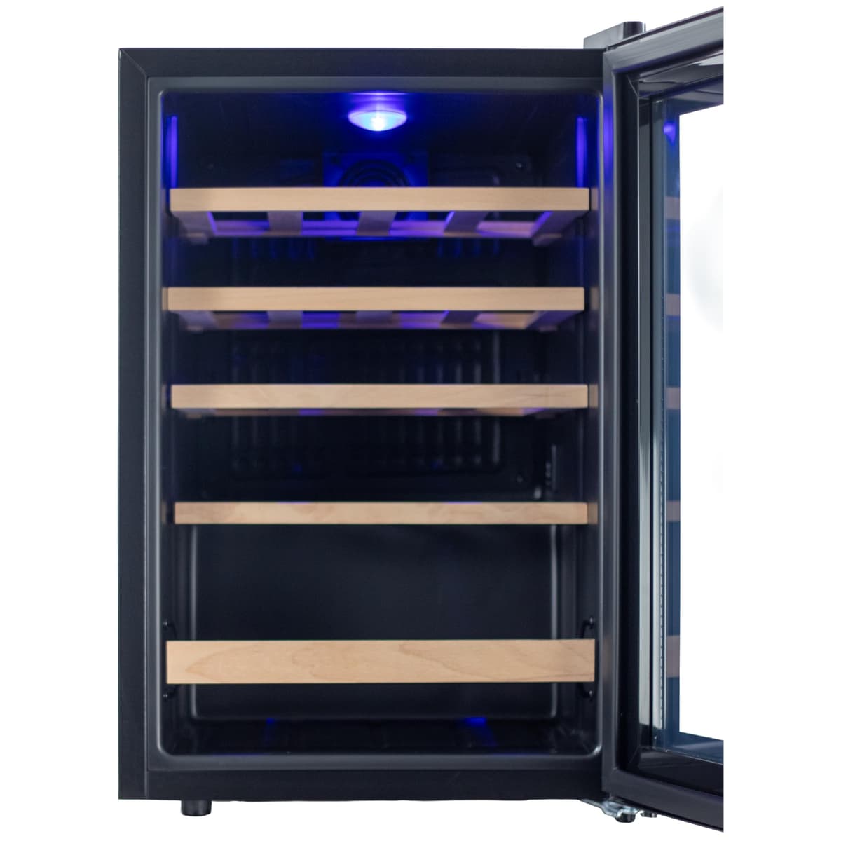 HYE Wine Cooler - Wine Fridge With 20 Bottle/62L Storage, 43CM Width, Wooden Shelves, LED Top Lighting, Temperature Range Adjustment, 40 dB Operation, Perfect For Enthusiasts - RF01WC20B31 — view 3