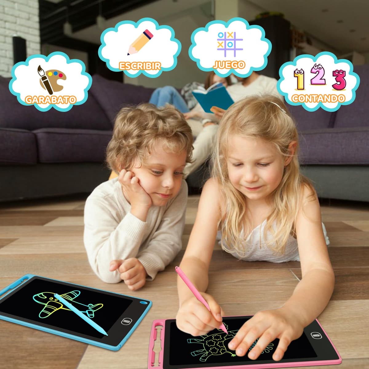 3 Pack 8,5 Pulgadas Tableta Escritura LCD Color, Electight Tablet Escritura Pantalla Colorido Infantil con Borrable y Bloqueo Función, Regalo Cumpleaños para 3-7 Años (Azul, Rosa, Morado) — view 2