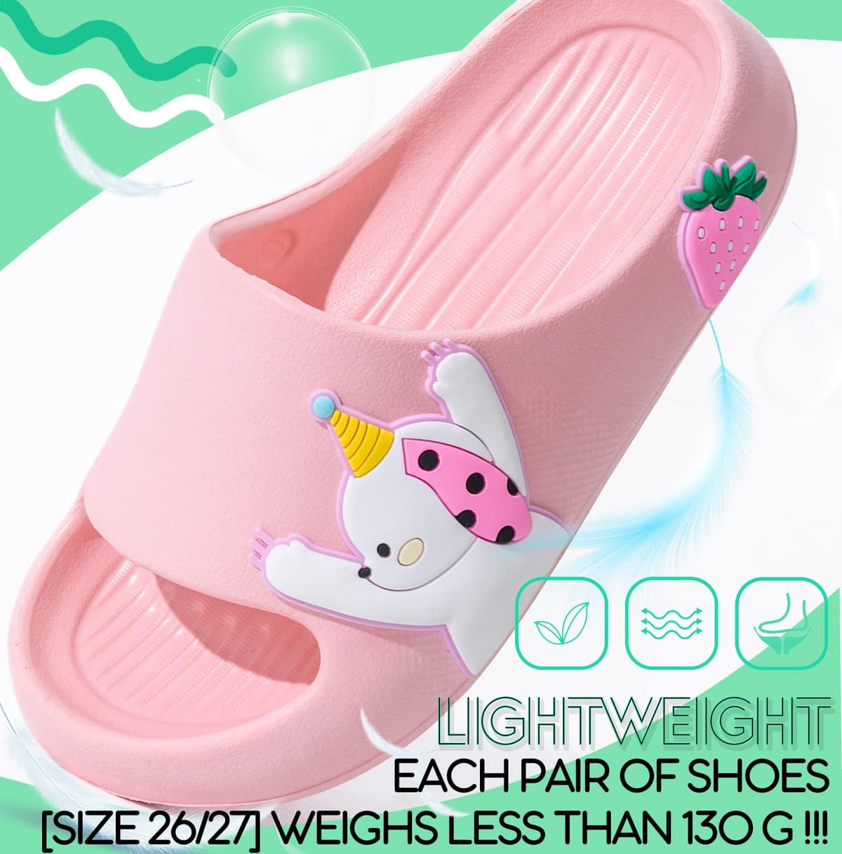 Chanclas de Baño Antideslizantes para Niños y Niñas - Ultraligeras <130g (Tallas 26/27 EU) - 26-38 EU, Sandalias Zapatillas EVA para Baño, Playa, Piscina, Jardín Interior y Exterior — view 5