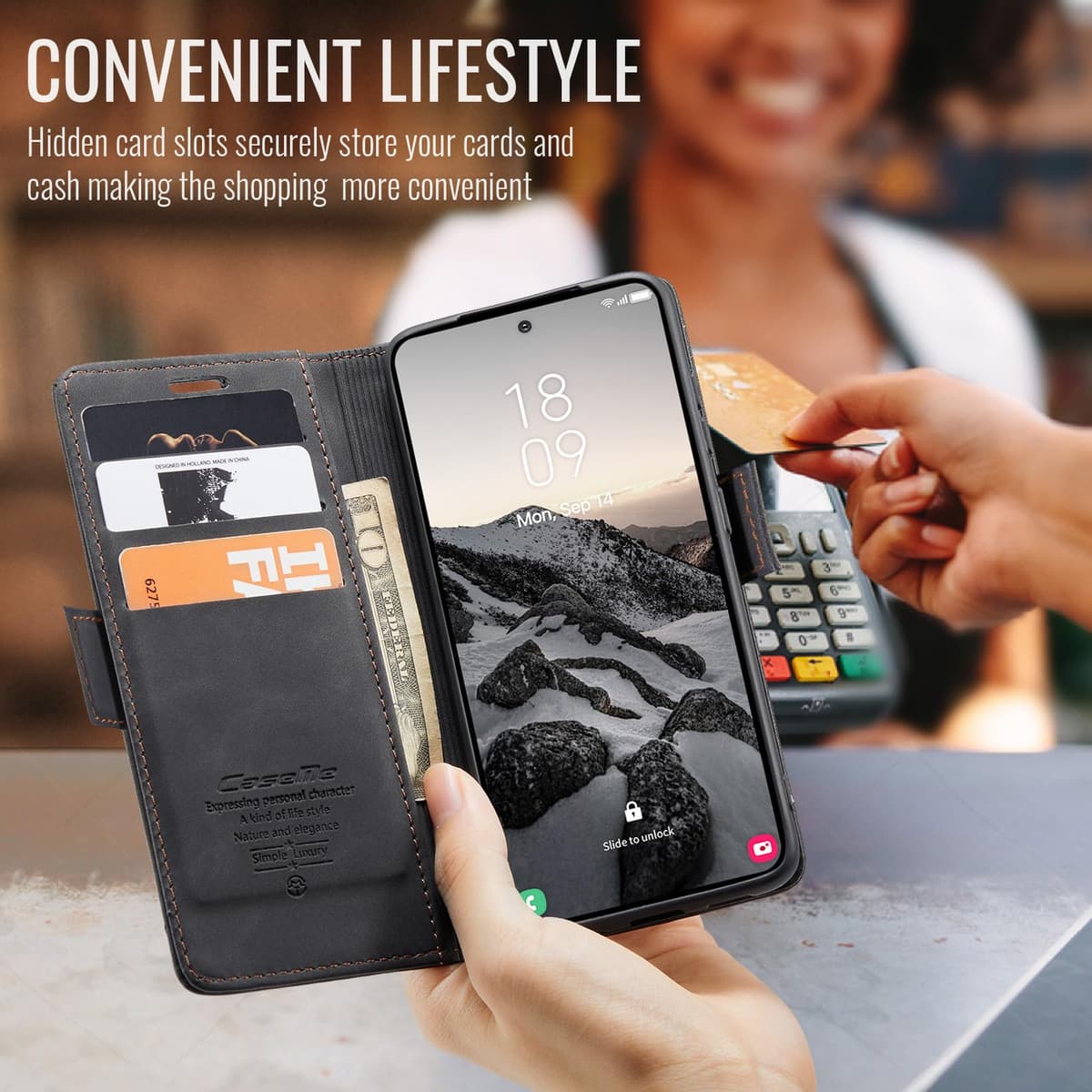 for Samsung Galaxy S26 Ultra Case, Wallet Case Flip Leather with Card Holder Magnetic Closure Shockproof Kickstand Protective Phone Cases Cover for Galaxy S26 Ultra, Black — view 4