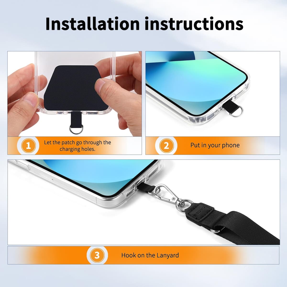 CACOE Universal Mobile Phone Chain, 2 Pcs Adjustable Collar Lanyard and 2 Pcs Durable Patches, Lanyard Mobile Phone Neck Strap Compatible with Most Smartphones — view 5
